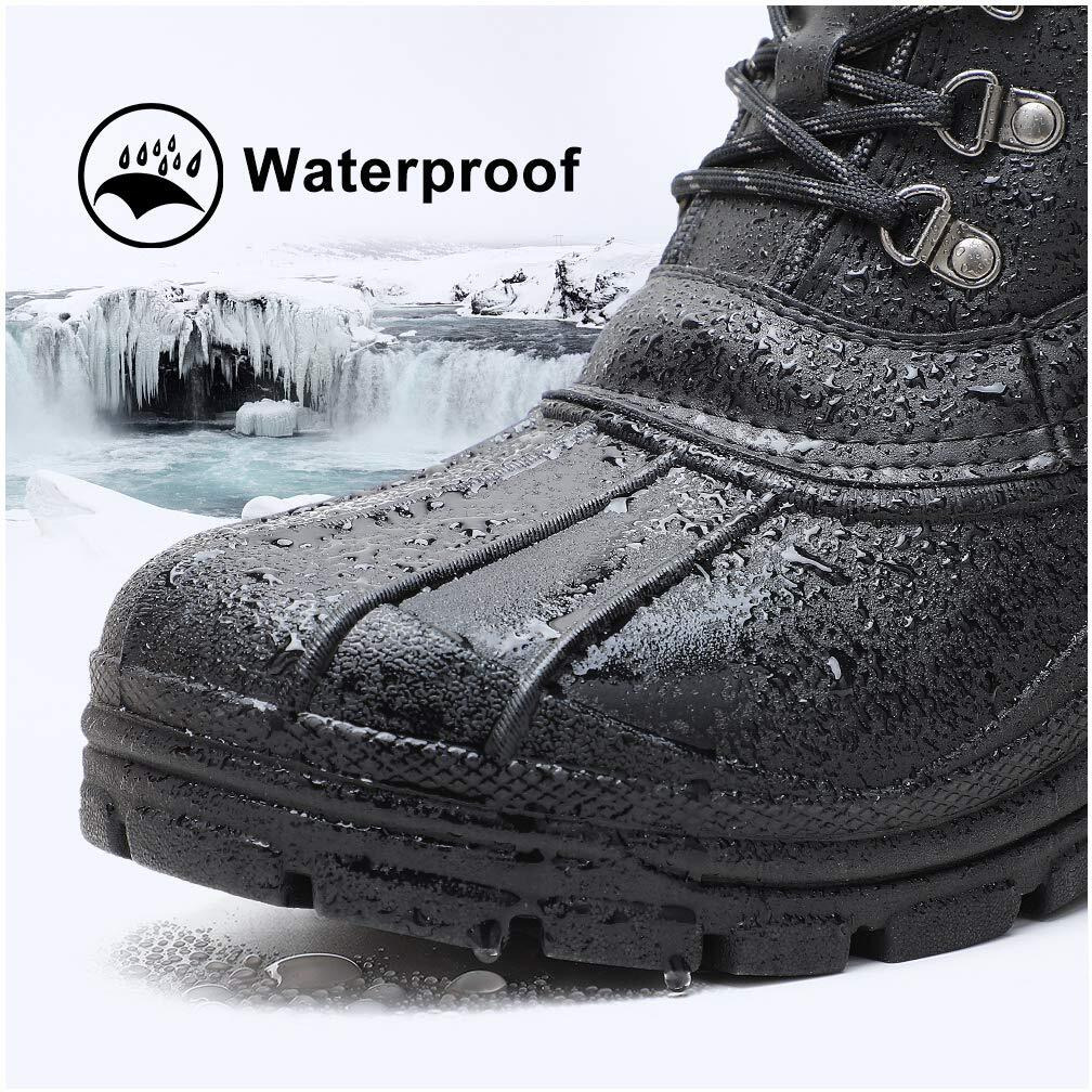 Aleader Mens Snow Boots Waterproof Insulated Cold Weather Winter Warm Boots Black Pu/01 10 Us