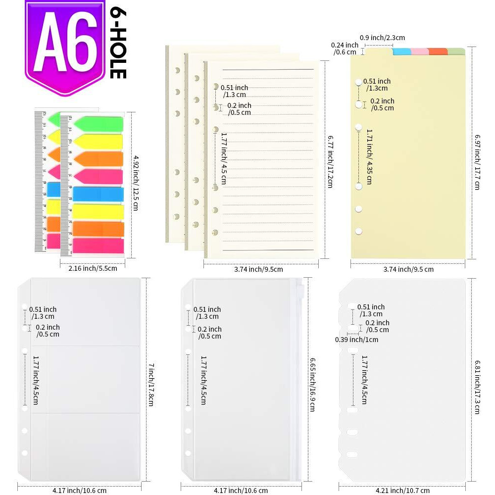 Leobro A6 Refill Paper, 3 Pack 45Pcs A6 Binder Paper For A6 Binder, A6 Planner Inserts, Notebook, A6 Lined Paper Refill With Binder Pockets Dividers, A6 Paper 6 Ring Planner Refill (6.73&quotX3.74")