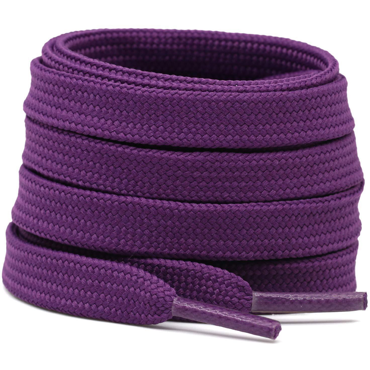 Delele Solid Flat Shoe Laces Hollow Thick Dark Purple Shoelaces For Sneakers 2 Pair 79 Inch