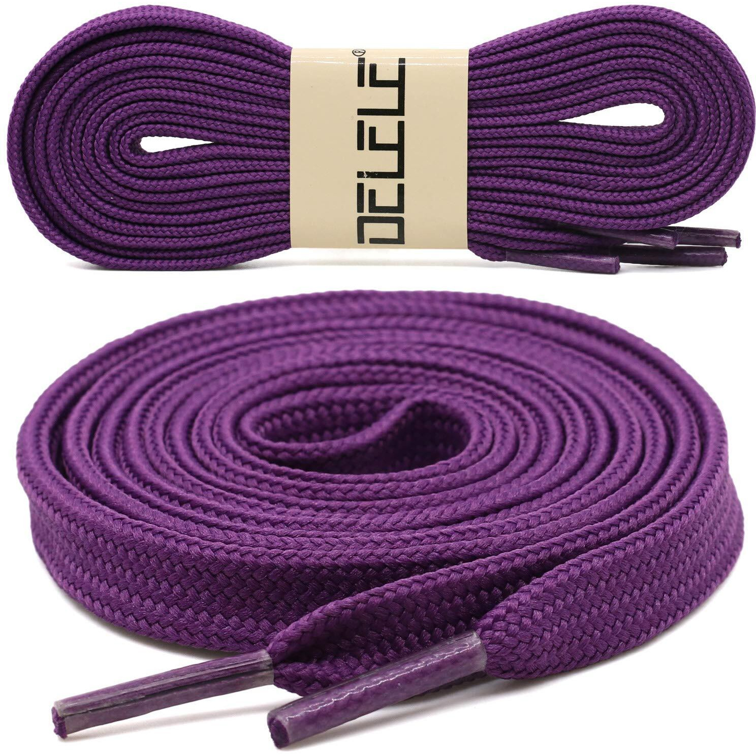 Delele Solid Flat Shoe Laces Hollow Thick Dark Purple Shoelaces For Sneakers 2 Pair 79 Inch