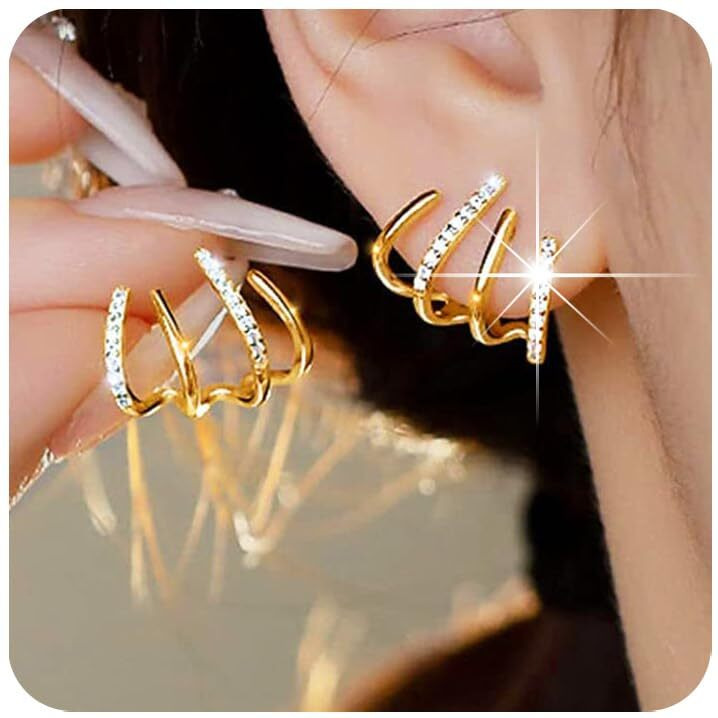 Panshi Sterling Silver Post Earrings Gold Hoop Earrings For Women Trendy Stud Huggie Claw Earrings Cuff Hypoallergenic Jewelry Gifts (Gold Claw)