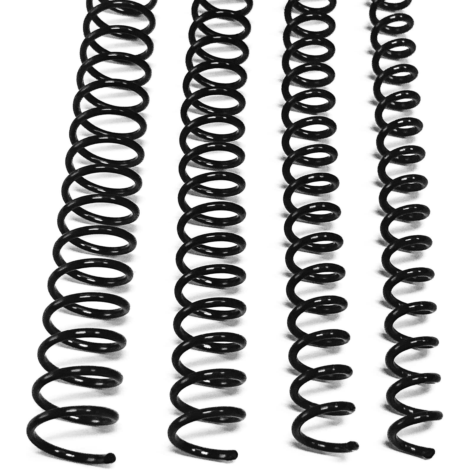 Binditek 100 Pack Plastic Spiral Binding Coils, Multi Size (6Mm, 8Mm, 10Mm, 12Mm) (1/4", 5/16", 3/8", 1/2"), 41 Pitch, Black, For Students And Coworkers