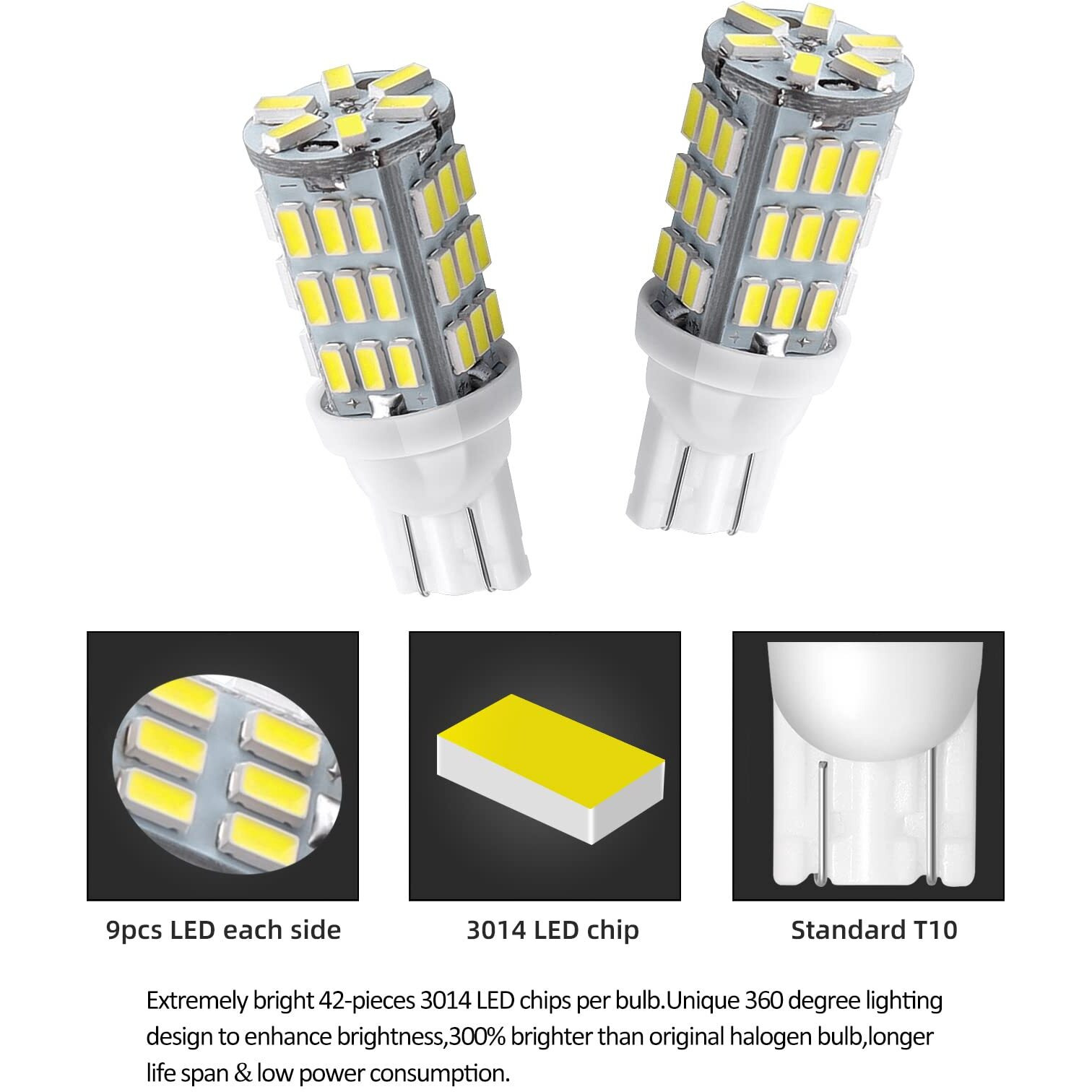 Rvbulbzl T10 921 194 168 Led Bulbs Natural White 20-Packs, Super Bright 3014 42-Smd Led Replacement 12 Volt Rv Camper Trailer Boat Trunk Interior Dome Map License Lights, Backup Reverse Lights