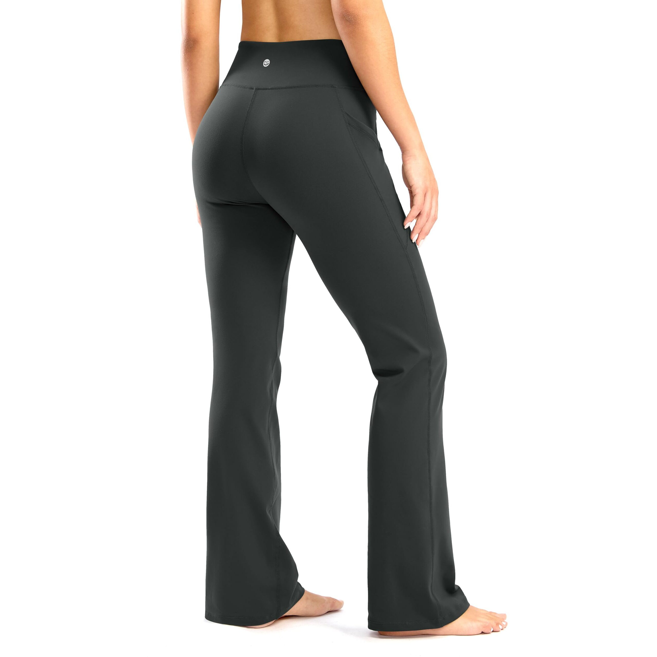 28"/30"/32"/34" Inseam Women's Bootcut Yoga Pants Long Bootleg High-Waisted Flare Pants With Pockets Grk002-Dark_Grey28-L Dark Grey