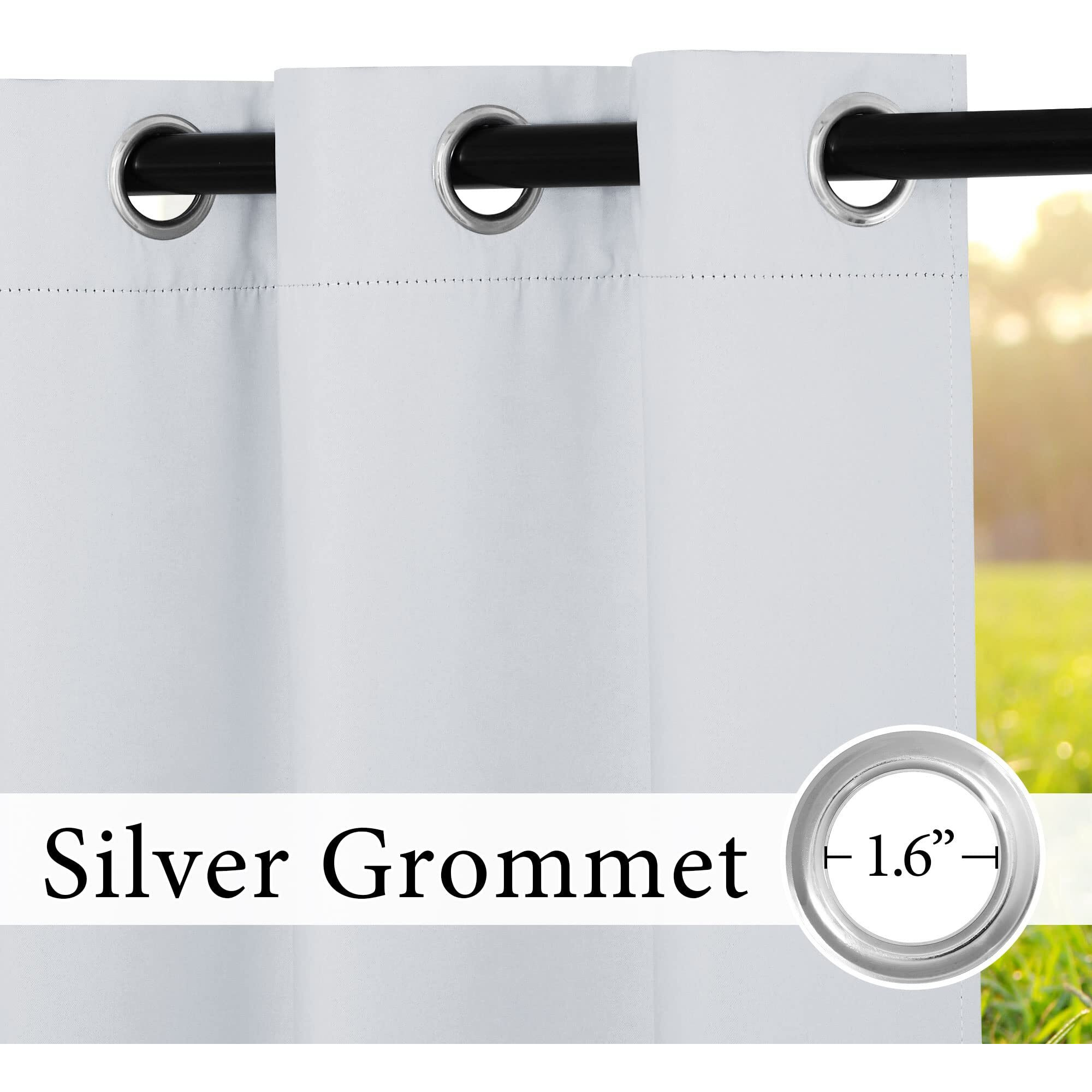 Ryb Home Extra Wide Outdoor Curtains 2 Panels - Blackout Waterproof Privacy Protect Outside Curtains For Patio Gazebo Balcony Lanai Hot Tub Pergola, Wide 105 X Long 84 Inches, Grayish White