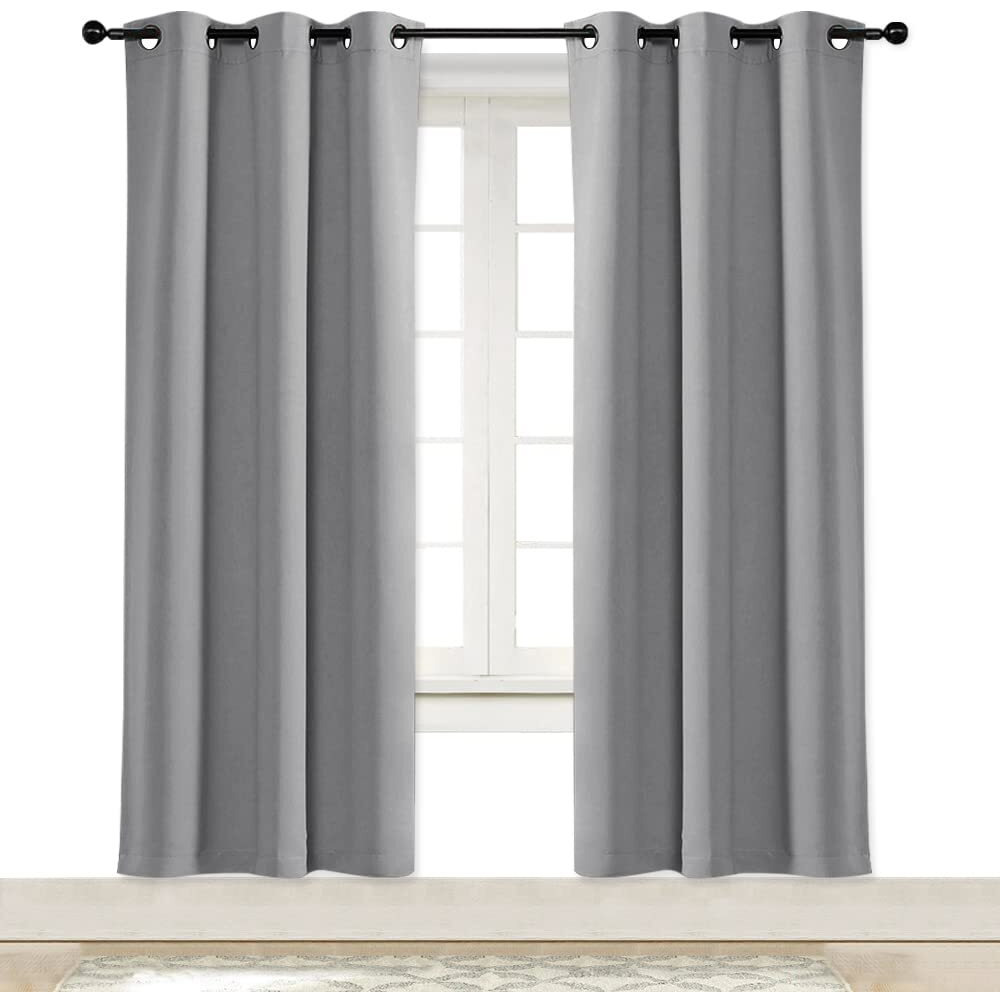 Nicetown Blackout Curtain Blind For Bedroom Thermal Insulated Grommet Blackout Room Darkening Drape/Drapery (Single Panel, W42 X L72 Inches, Silver Grey/Gray)