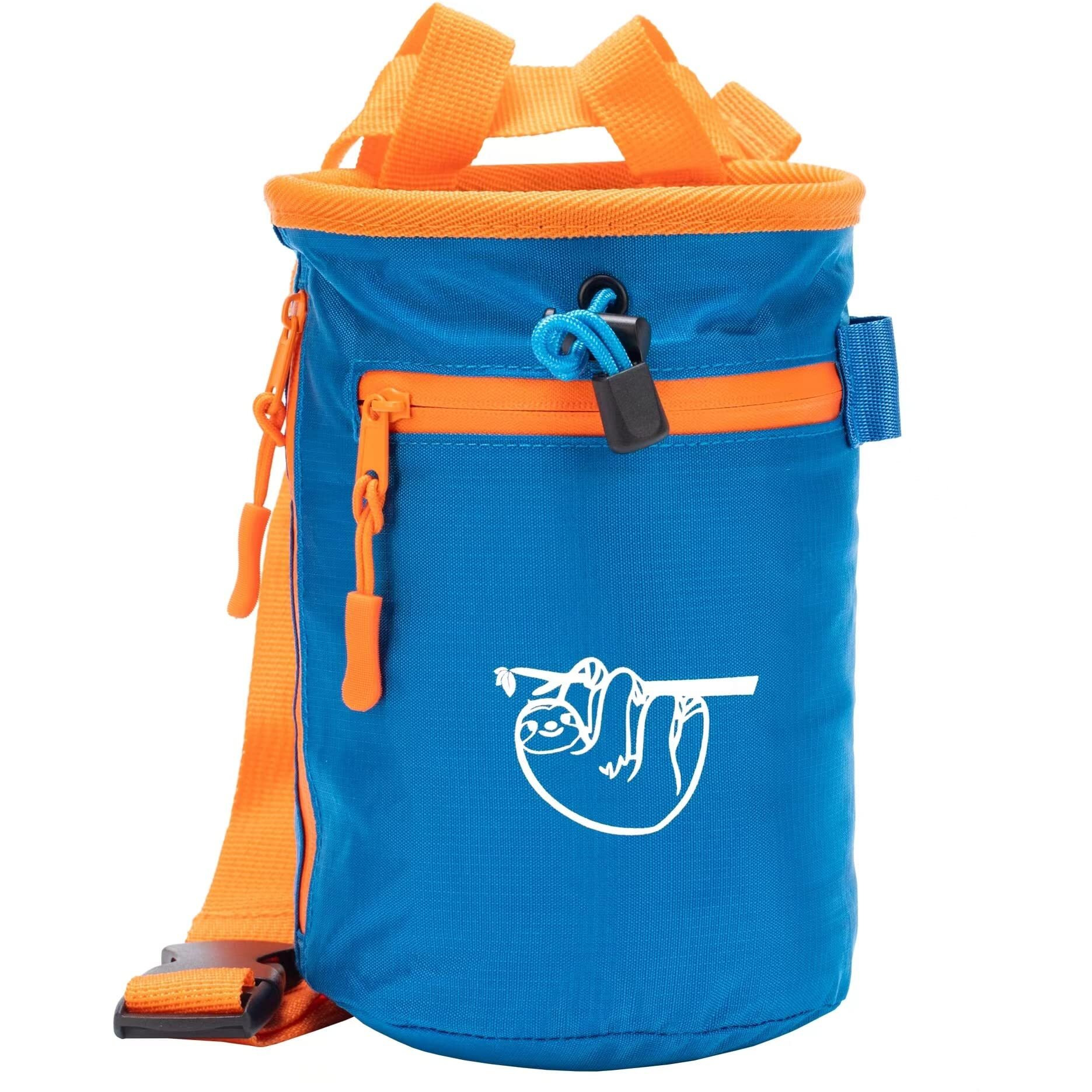 Chalk Bag For Rock Climbing, Climbing Chalk Bag For Bouldering With 2 Large Zipper Storage Pockets, Premium Gym Chalk Bag For Weightlifting, Great Gift And Rock Climbing Gear, Azure Blue