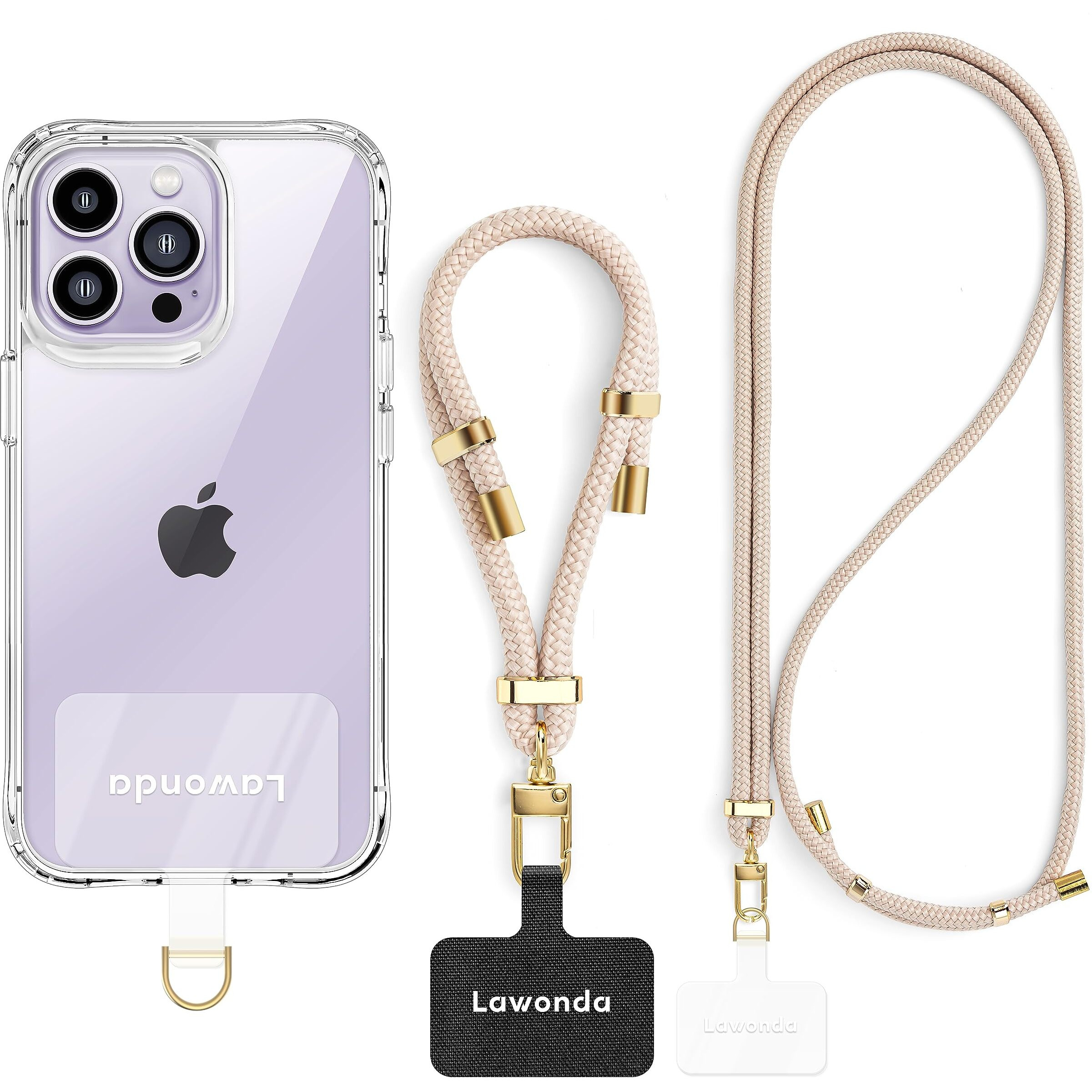 Lawonda 2 Pads Phone Lanyard Adjustable Crossbody Cell Phone Neck Strap Universal Mobile Phone Wrist Lanyard + 2Pcs Phone Patch Tether Tab For Travel Essentials