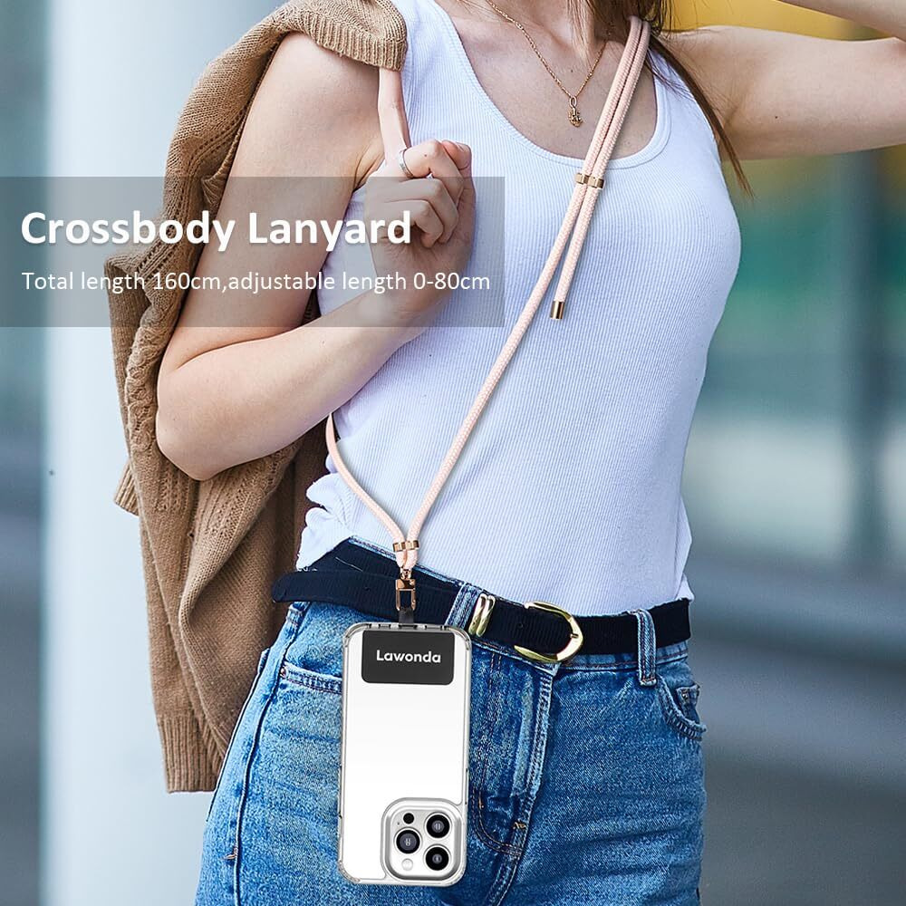 Lawonda 2 Pads Phone Lanyard Adjustable Crossbody Cell Phone Neck Strap Universal Mobile Phone Wrist Lanyard + 2Pcs Phone Patch Tether Tab For Travel Essentials