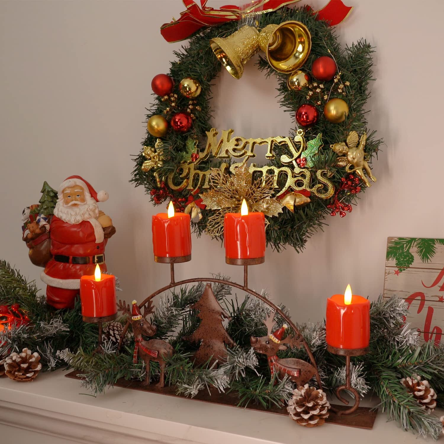 Homemory 2" X 2" Red Flameless Led Votive Candles With Timer, 400+Hour Realistic Battery Operated Candles,6Pack 3D Wick Fake Candles For Romantic Night Wedding Valentine's Day