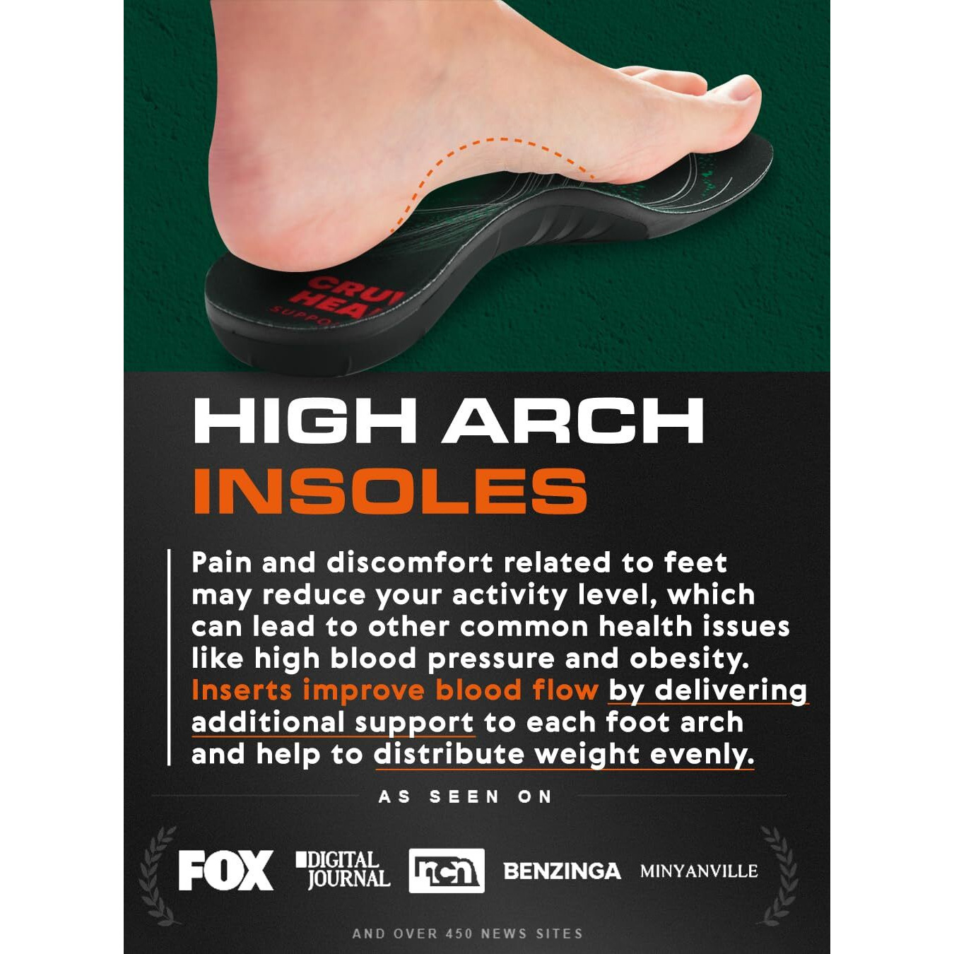 220+ Lbs Plantar Fasciitis High Arch Support Insoles Men Women - Orthotic Shoe Inserts - Boot Work Shoe Insole (S, Green)