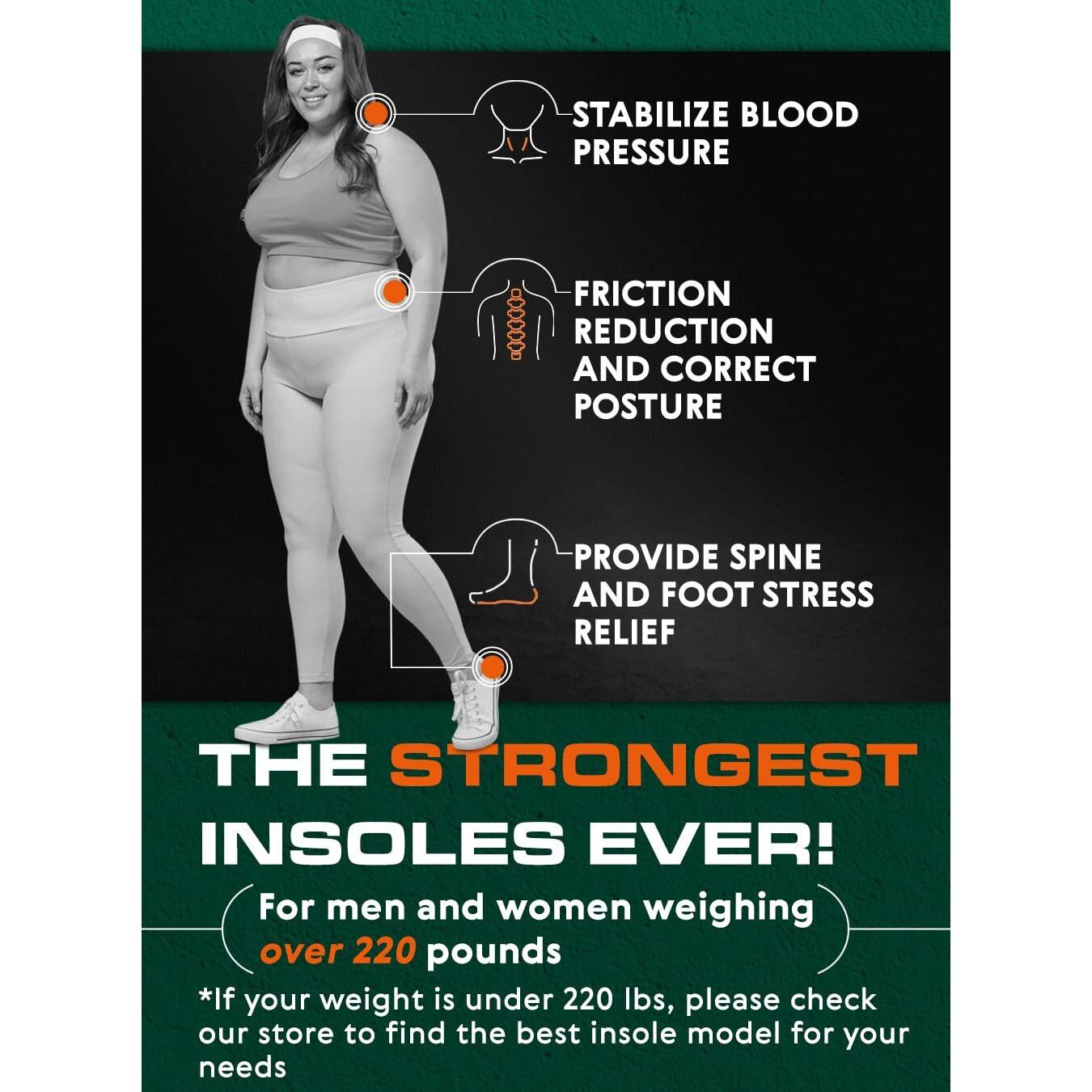 220+ Lbs Plantar Fasciitis High Arch Support Insoles Men Women - Orthotic Shoe Inserts - Boot Work Shoe Insole (S, Green)