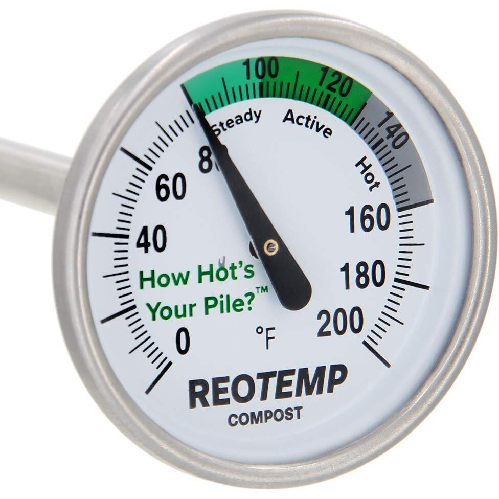 Reotemp 16 Inch Fahrenheit Backyard Compost Thermometer With Digital Composting Guide
