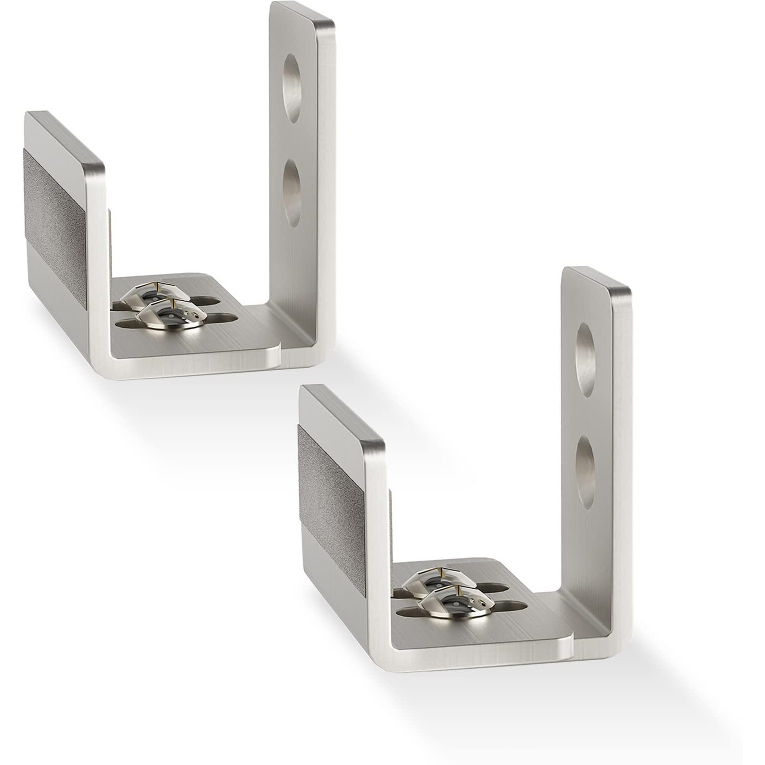 Easelife Sliding Barn Door Bottom Floor Guide,U Shape,Flexible Adjustable Fit Distance,Flush Flat Bottom Design,Wall Mount System,For Door & Cabinet,Brushed Nickle,2 Pack