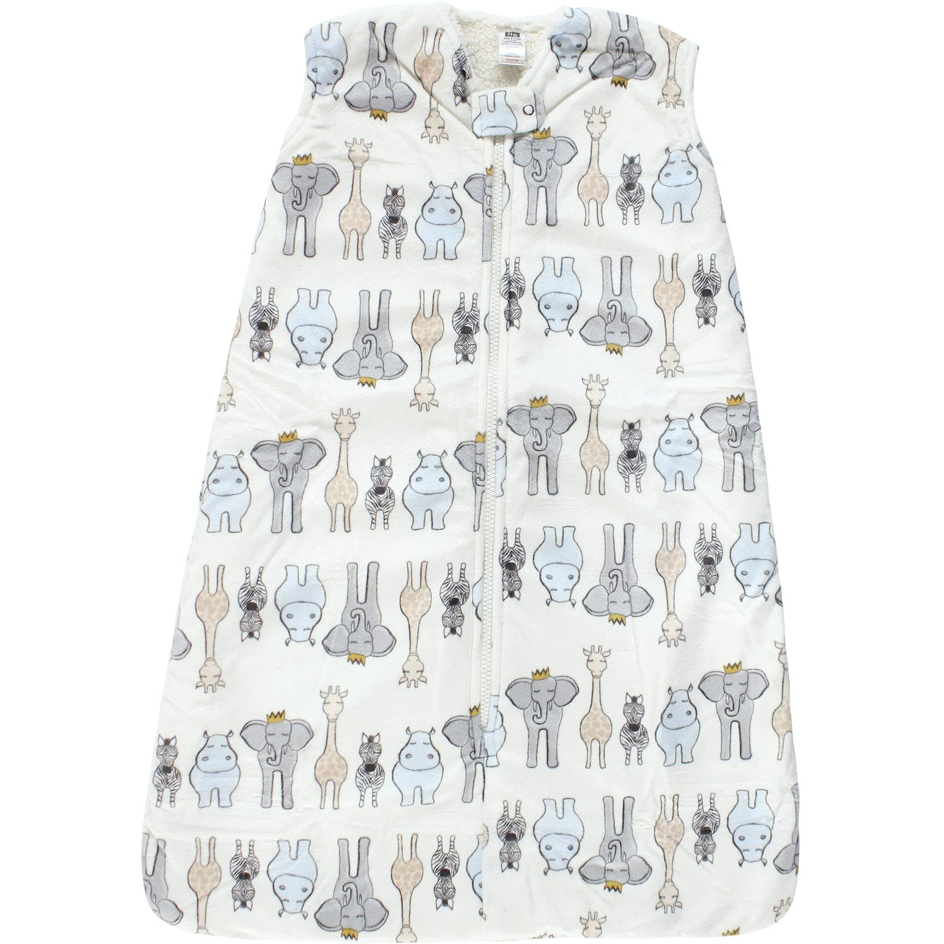 Hudson Baby Unisex Baby Mink With Sherpa Inner Sleeping Bag, Sack, Blanket, Royal Safari, 0-6 Months