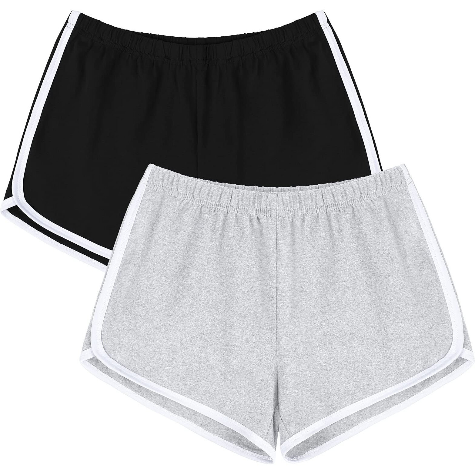 Uratot 2 Pack Cotton Sport Shorts Yoga Dance Short Pants Summer Athletic Shorts