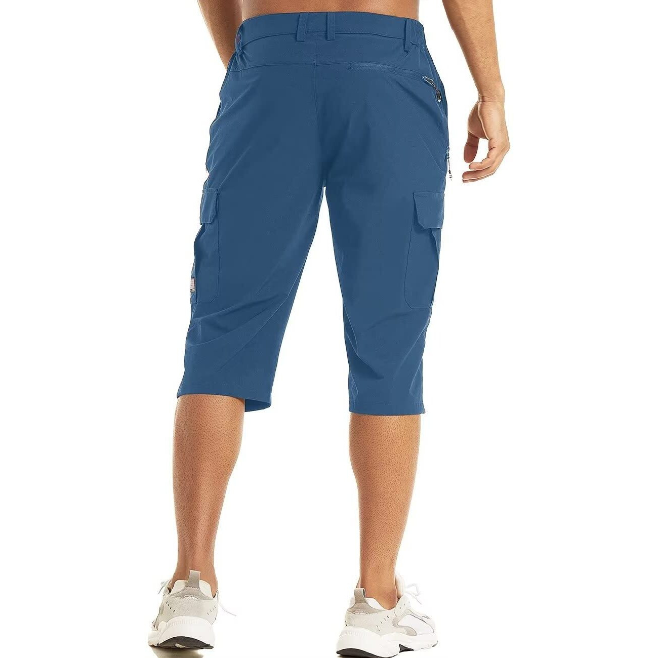 Hiking Shorts For Men With Pockets Cargo Short Basketball Long Shorts Athletic Summer Shorts 3/4 Capri Pants Dry Fit Tactical Shorts Blue Grey