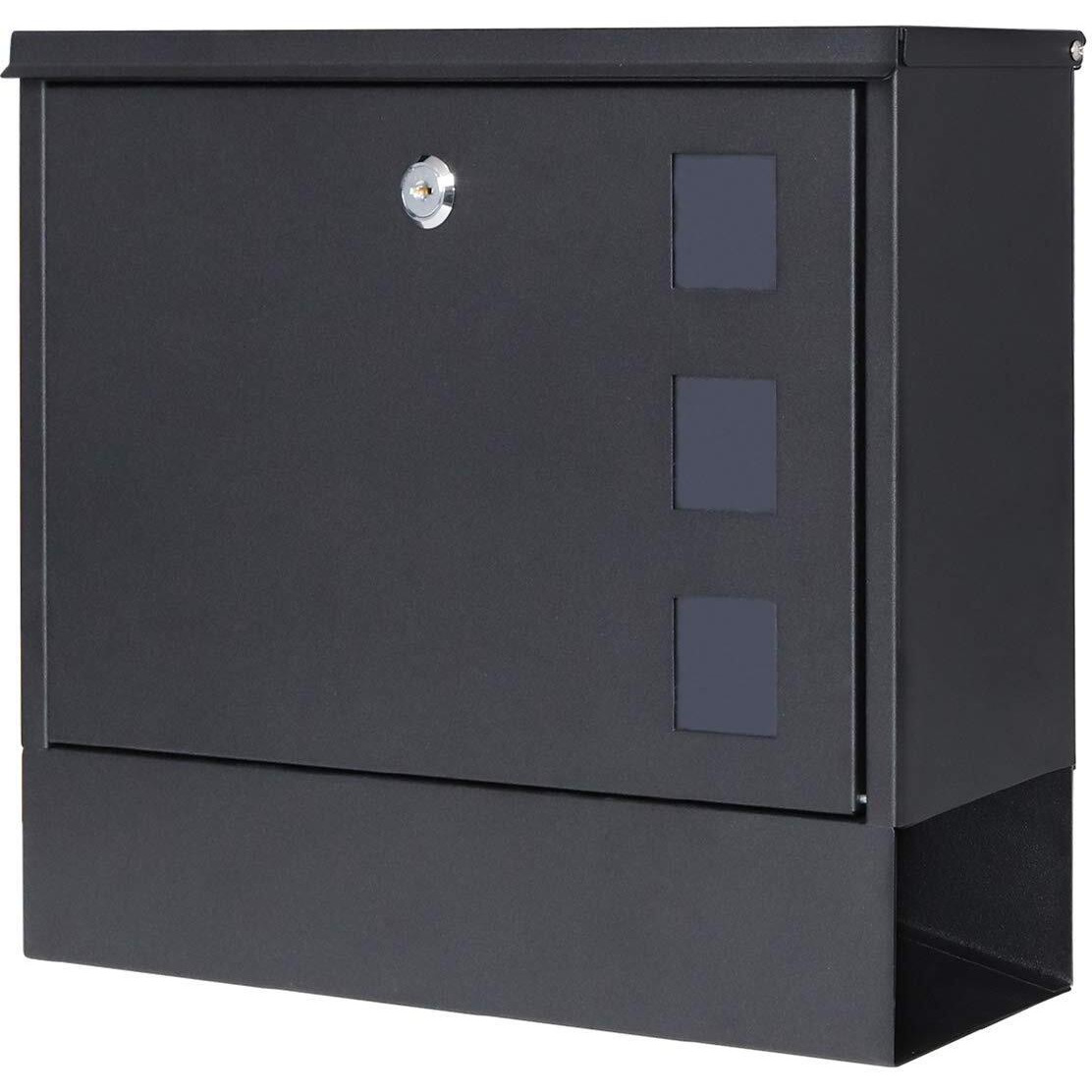 Locking Mailbox Wall Mounted Vertical- Jssmst Mailboxes With Key Lock Large Capacity, 14.3 X 4.1 X 11.8 Inch, Black, Sm-Hpb911Bn