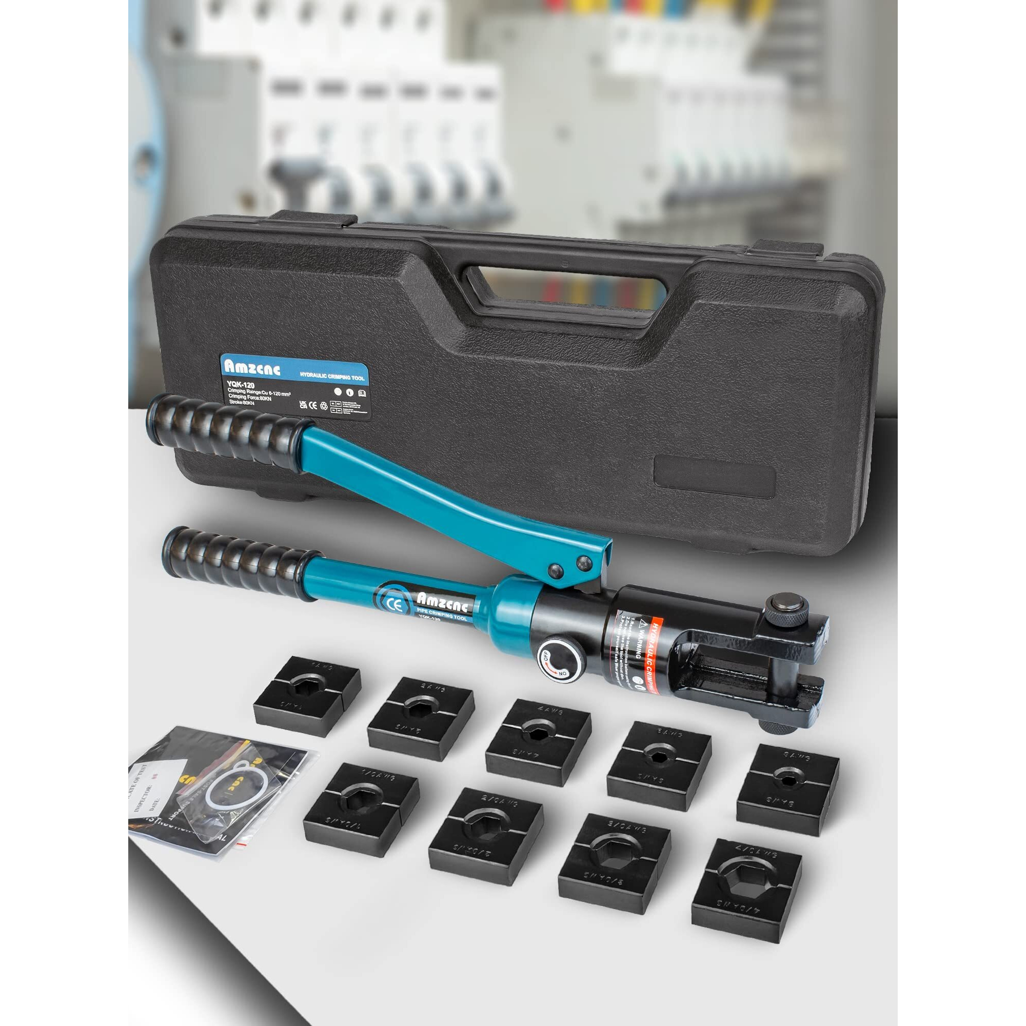 Portable Hydraulic Crimping Tool Range 8 Awg-40 Awg For Cable Lugs Quick Hydraulic Pliers With 9 Pairs Crimping Dies