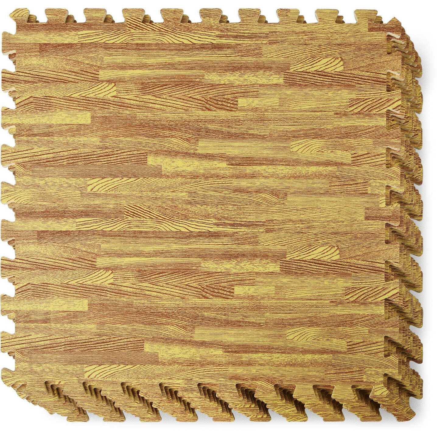 Yes4All 716 Thick Eva Wood Grain Floor Mat For Home Gym Equipment, Interlocking Mat Foam Tiles With Border- Oak Wood Light, 12 Tiles 24X 24X 716 Cover 48 Sqft