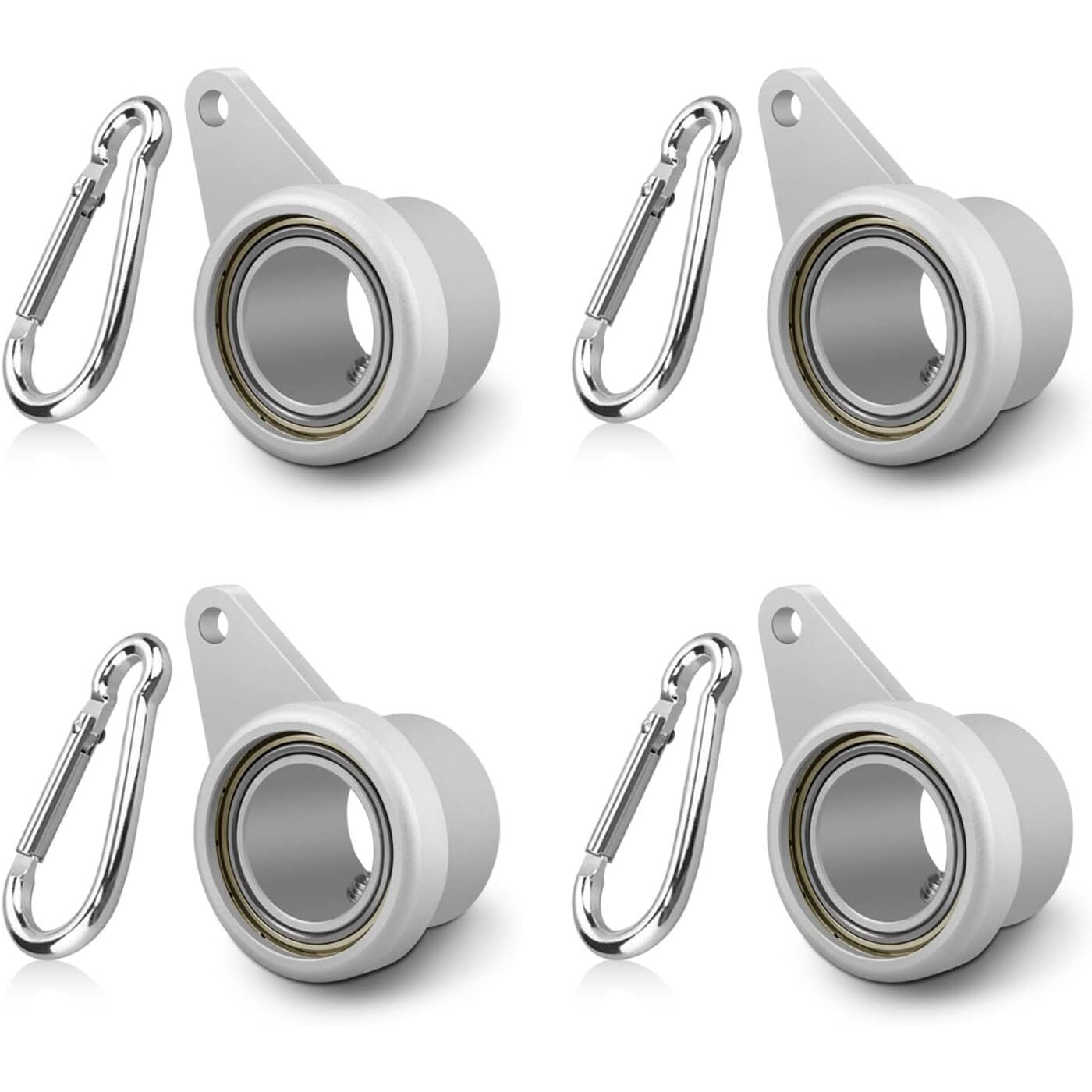 Loretoy Flagpole Ring Set With Bearings, Aluminum Alloy Flag Pole Rings, 360 Rotating Flag Mounting Ring, Spinning Flag Pole Clips Kit With Carabiner For 0.75-1.0 Inch Diameter Flagpole|Silver-4 Pack