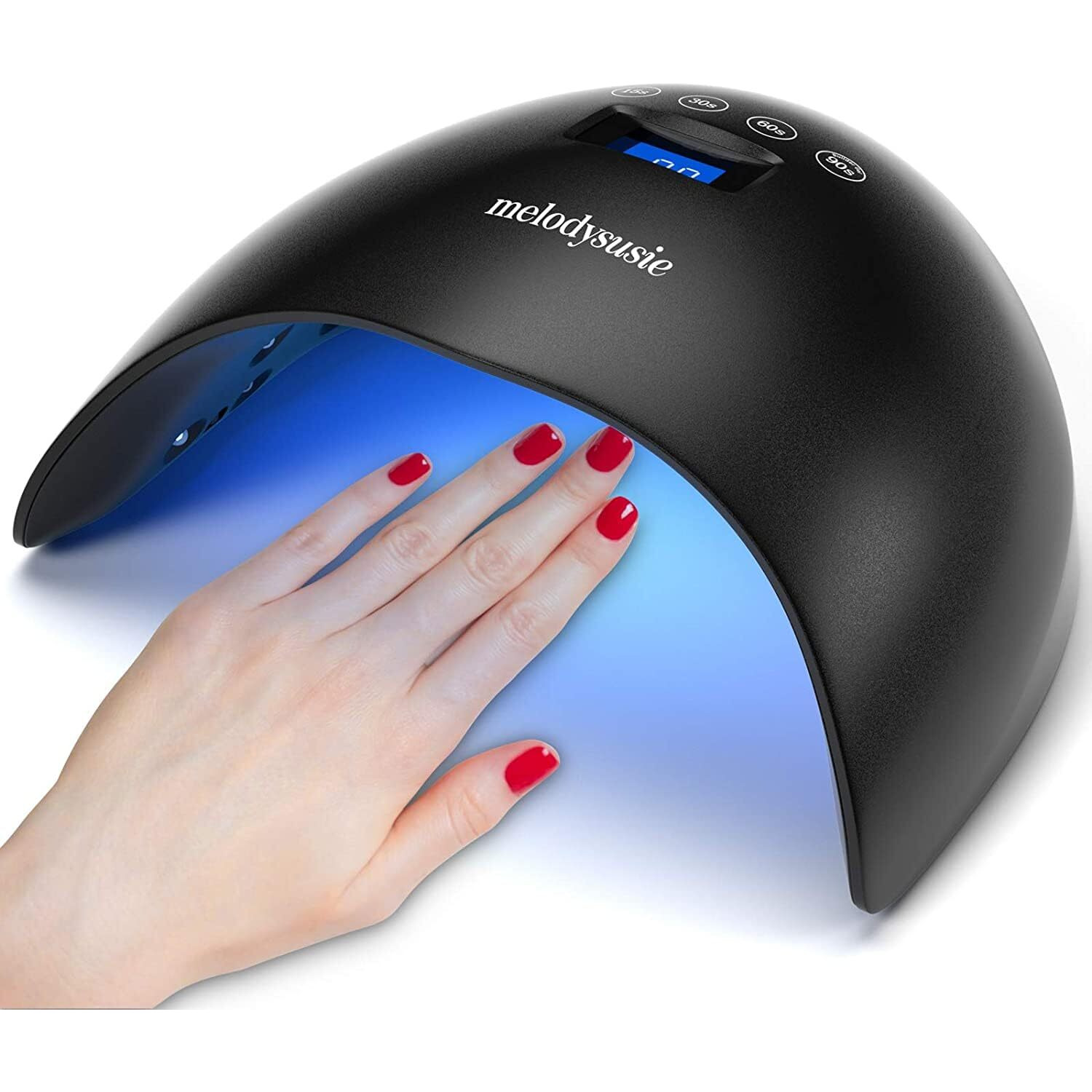 Melodysusie 48W Led Uv Nail Lamp - Black, Energy Efficient, 365Nm-405Nm Wavelength, Compatible With Most Gels, 4 Timer Settings, Infrared Sensor, User-Friendly Design, Widely Applications