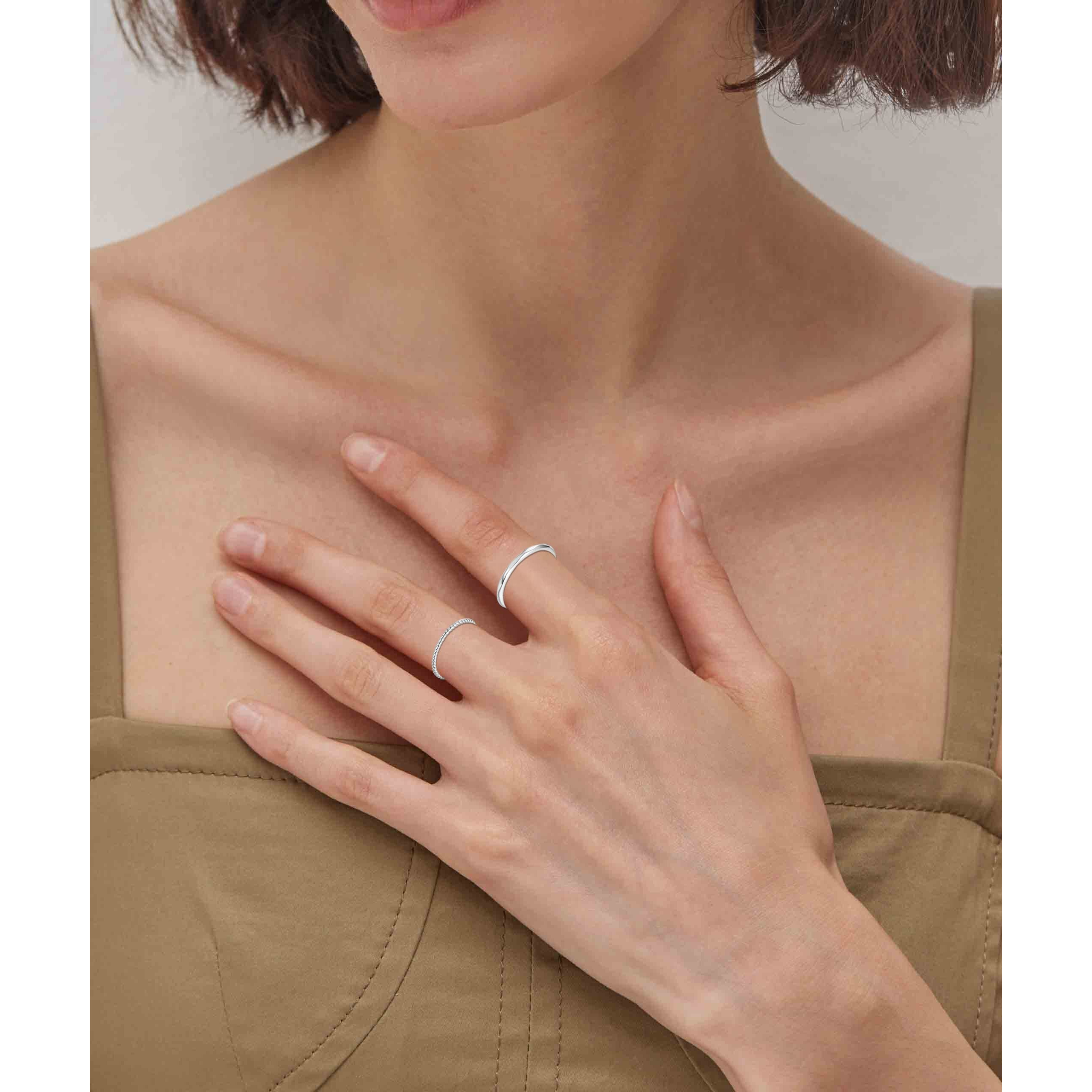 Rlmoon 8Pcs Silver Stacking Ring Set For Women Teen Danity Thumb Stackable Rings Heart Cz Promise Eternity Rings Plain Band Size 11