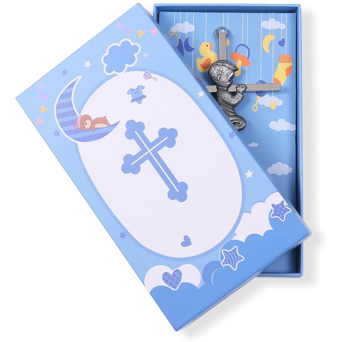 Truliva Baptism Cross Boy, Wall Cross For Boys, Praying Boy Cross For First Holy Communion, Christening Gift (Boy)