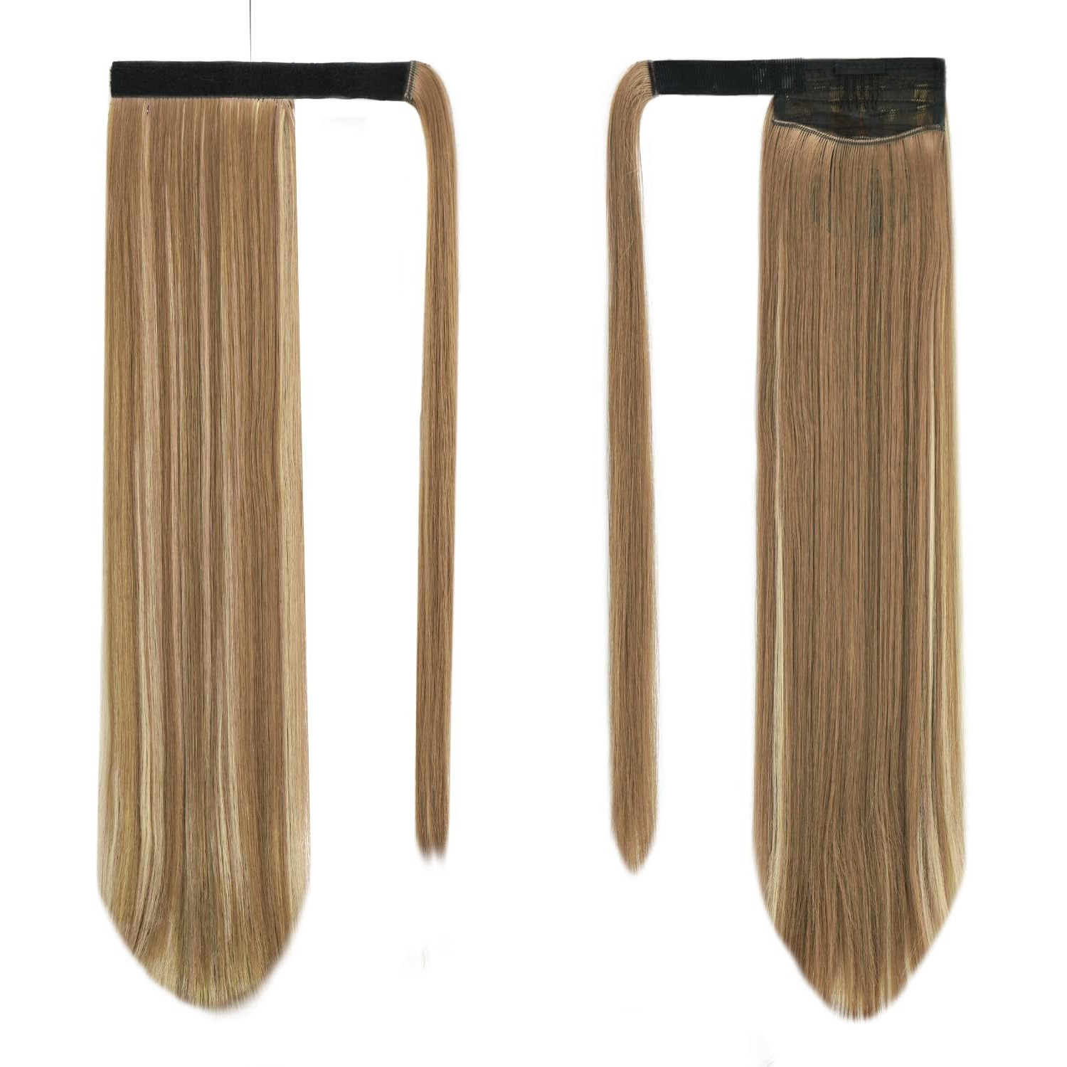 Barsdar Straight Ponytail Extension - 30 Inch Long Straight Wrap Around Ponytail For Women Clip In Ponytail Hair Extensions Synthetic Highlight Hair Pony Tails Hairpieces Daily - Brown & Blonde