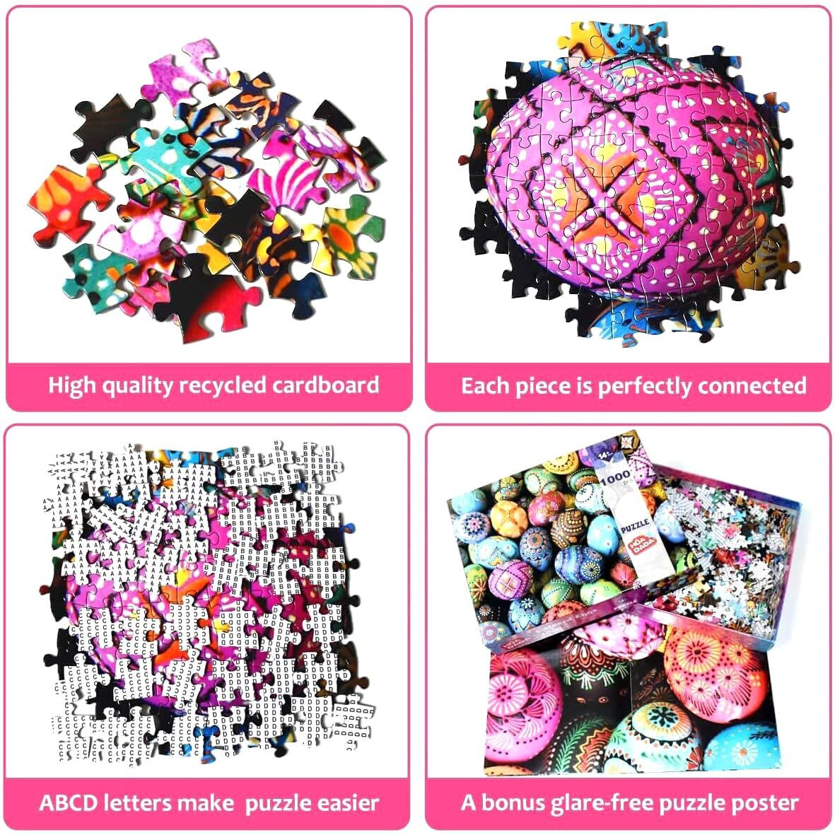 Huadada Puzzles For Adults 1000 Piece-Easter Egg-1000 Piece Puzzles For Adults And Kids Educational Easter Egg Puzzle (27.56" X 19.67")