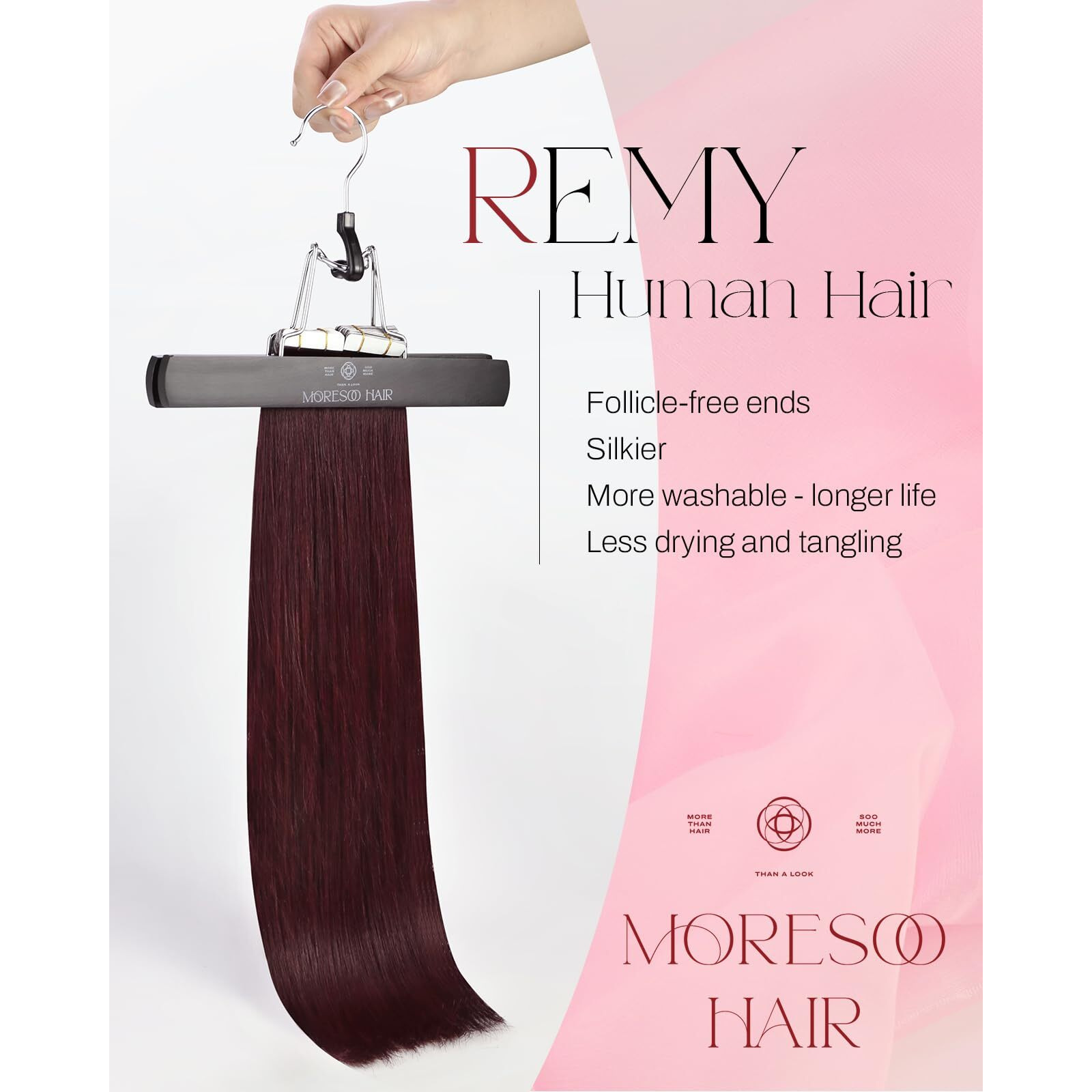 Moresoo Wine Red Tape In Human Hair Extensions Tape In Burgundy Hair Extensions Real Human Hair Wine Red Hair Extensions Invisible Pu Tape In Hair Extensions 14 Inch 99J 20Pcs 40G