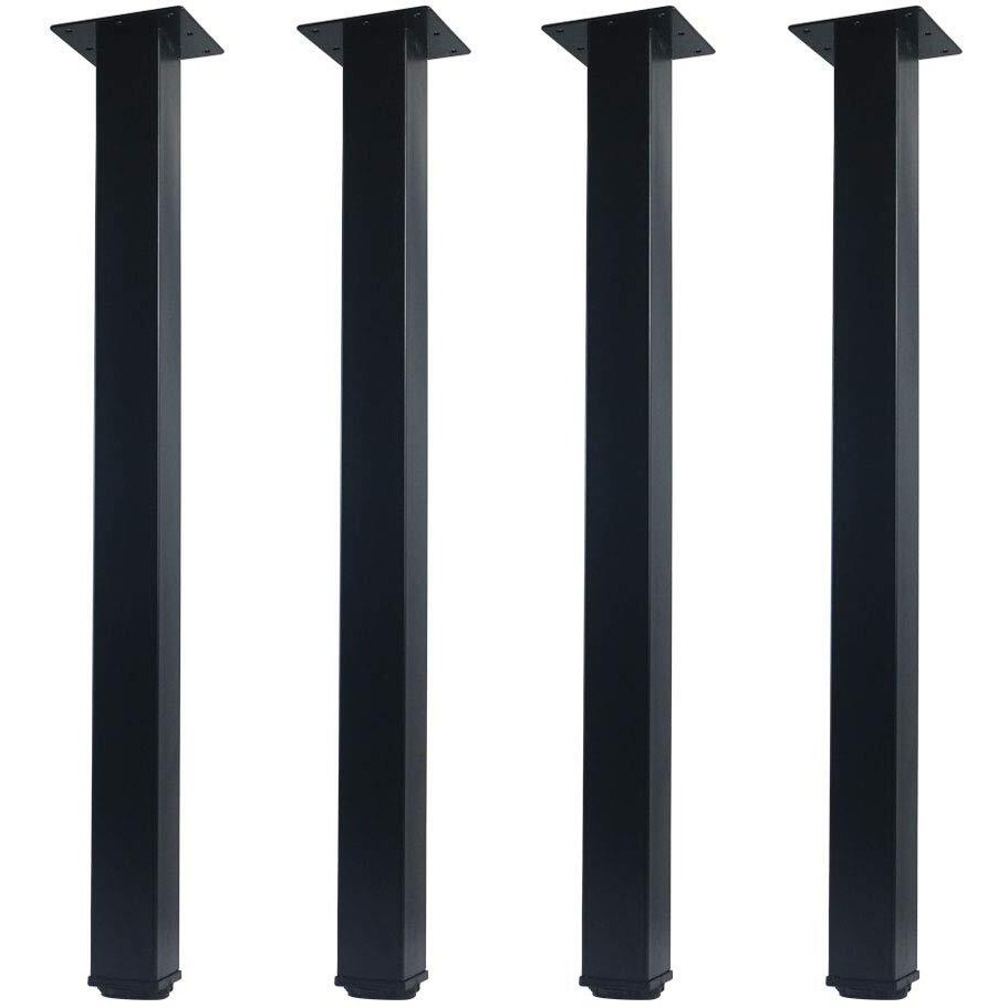 Qlly 24 Inch Adjustable Metal Furniture Legs, Square Office Table Furniture Leg, Set Of 4 (Black)