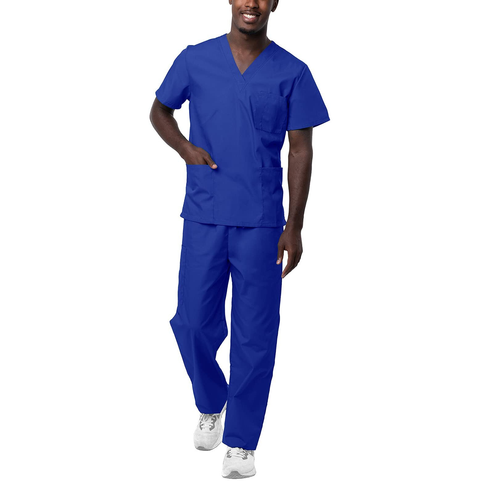 Sivvan Unisex Scrubs - Classic V-Neck Top  Drawstring Pants Scrub Set - S8400 - Royal Blue - Xl