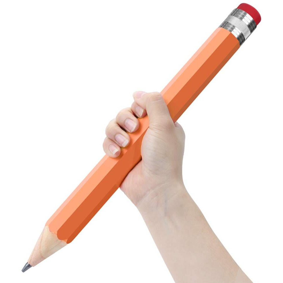 Bushibu Wooden Jumbo Pencils For Prop/Gifts/Decor - 14 Inch Funny Big Novelty Pencil With Cap(Orange Red) For Schools And Homes