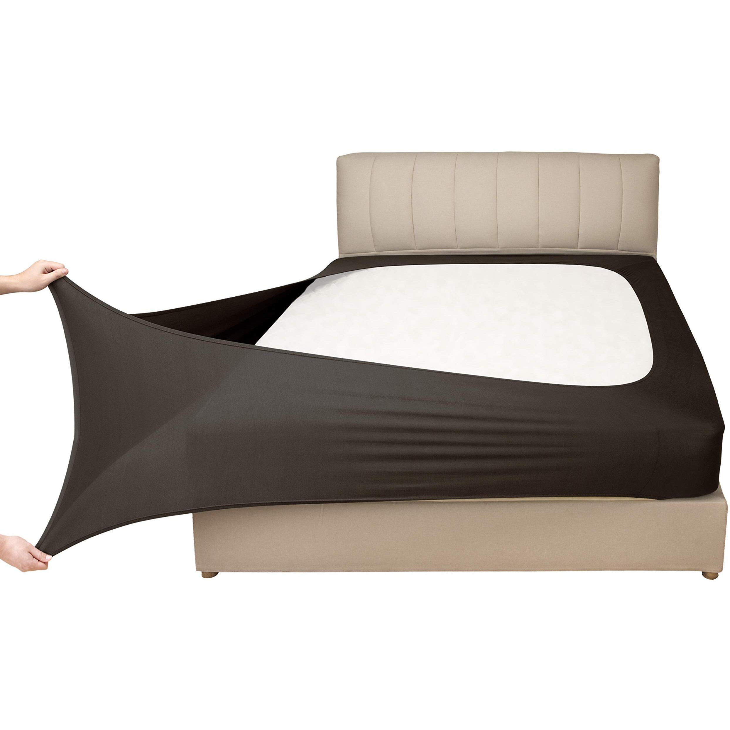 Mrs Awesome Stretch Jersey Box Spring Cover Wrap Around, Bed Skirt Alternative, Ultra Soft & Wrinkle Resistant, Queen/Queen Xl, Chocolate Brown