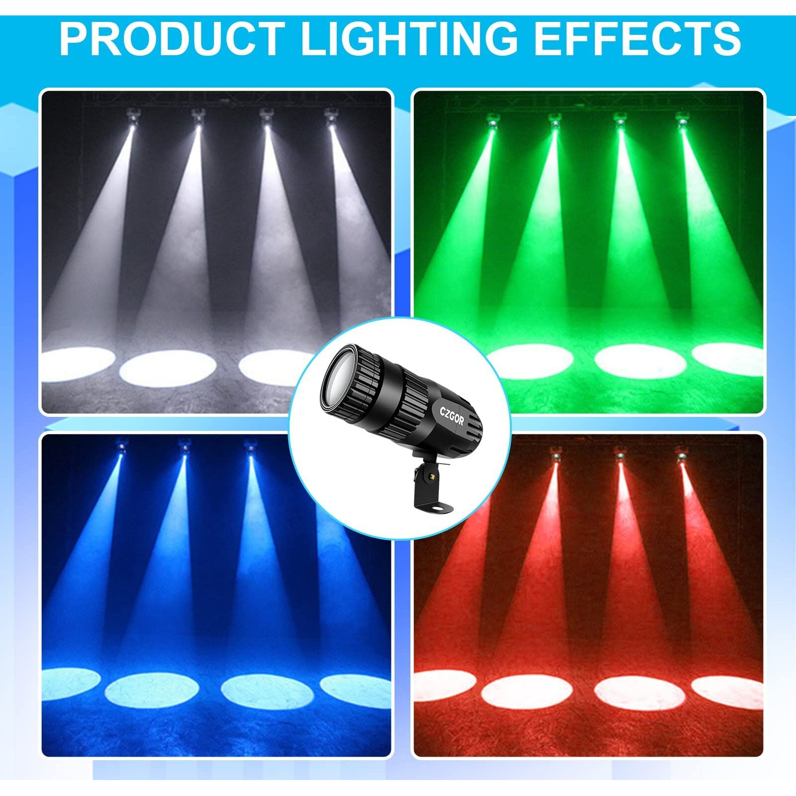 Pinspot Light, Czgor Light For Disco Ball 15W Rgbw 4 In 1 Mirror Ball Light With Remote Control Super Bright Led Pin Light Disco Ball Spot Light For Parties Dj Disco Club Bar Wedding