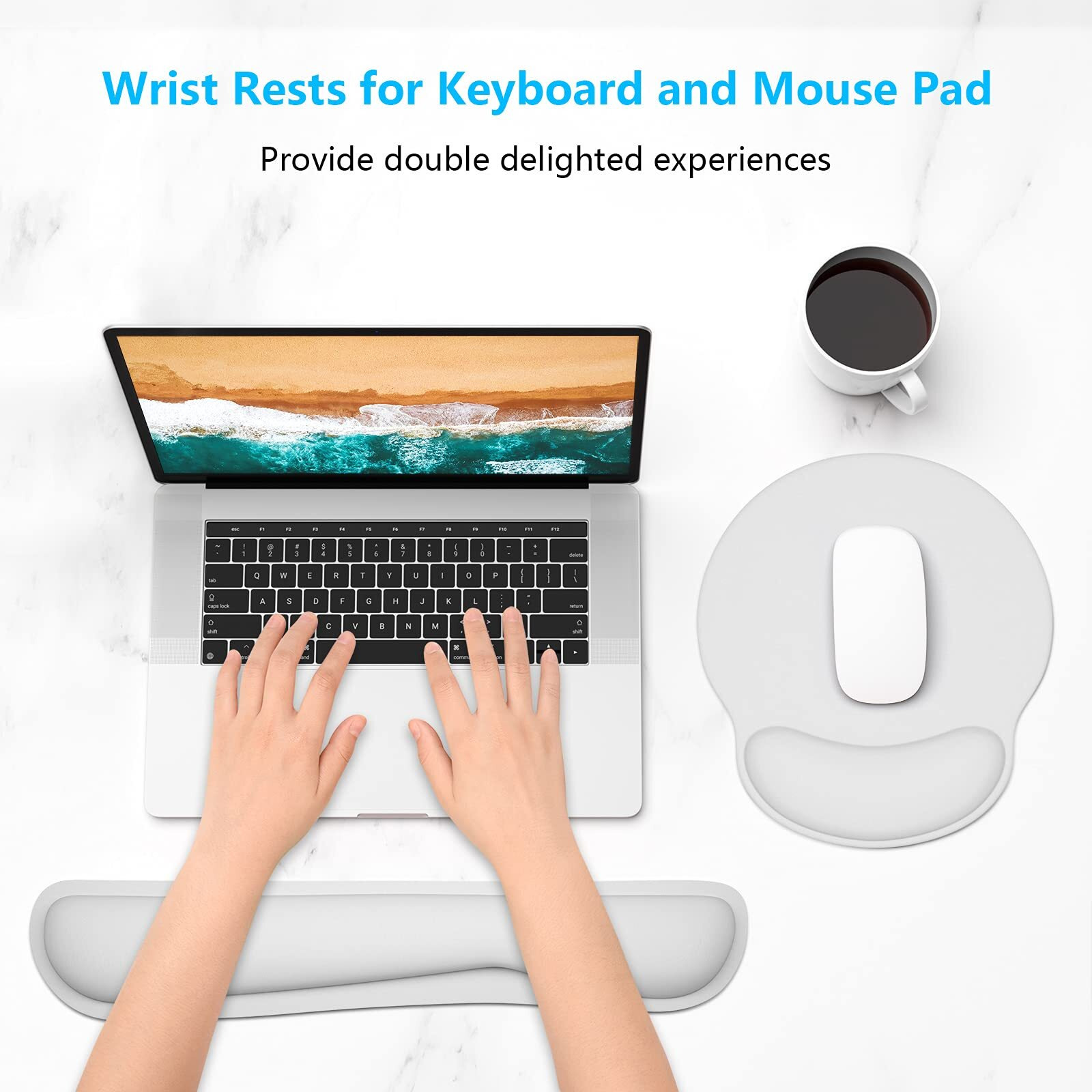 Dapesuom Keyboard Wrist Rest And Mouse Pad With Wrist Support, Memory Foam Wrist Rests For Keyboard And Mouse Set, Ergonomic Wrist Pad With Non Slip Base For Easy Typing & Pain Relief,Space Gray