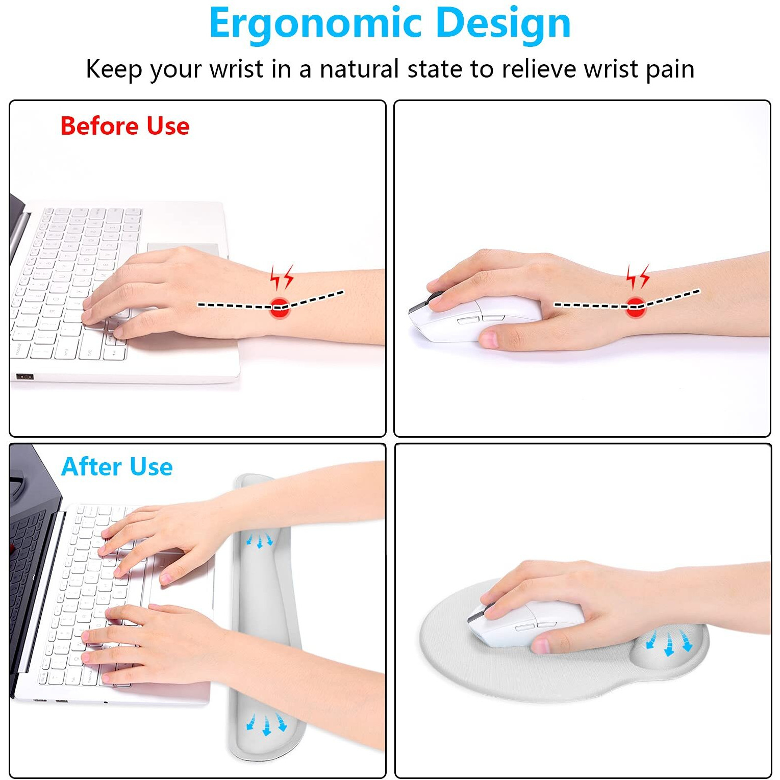 Dapesuom Keyboard Wrist Rest And Mouse Pad With Wrist Support, Memory Foam Wrist Rests For Keyboard And Mouse Set, Ergonomic Wrist Pad With Non Slip Base For Easy Typing & Pain Relief,Space Gray