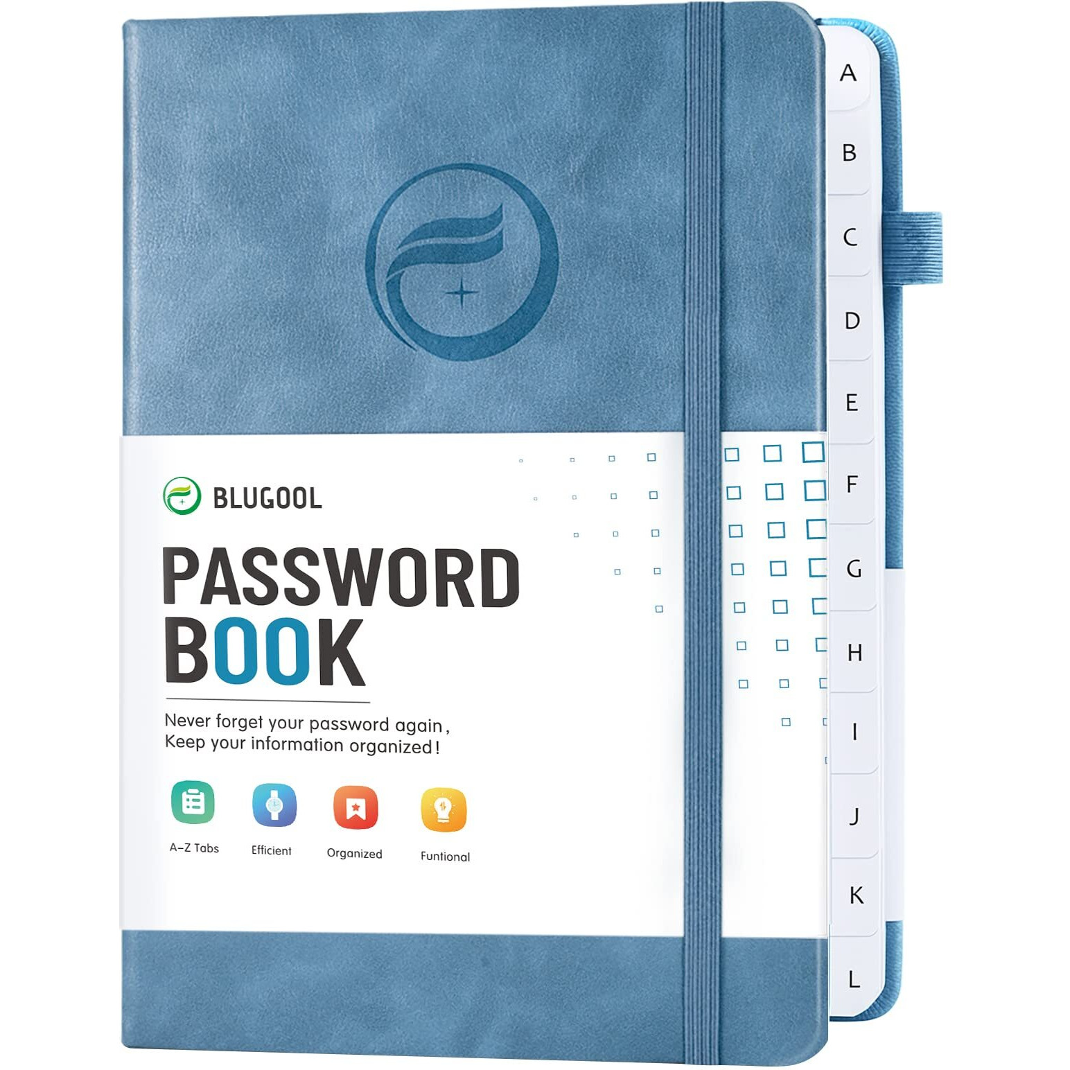 Password Book With Alphabetical Tabs, Hardcover Password Keeper, Password Notebook Organizer For Computer And Internet Address Website Login, Gifts For Home And Office, 5.3''X 7.7''- Blue