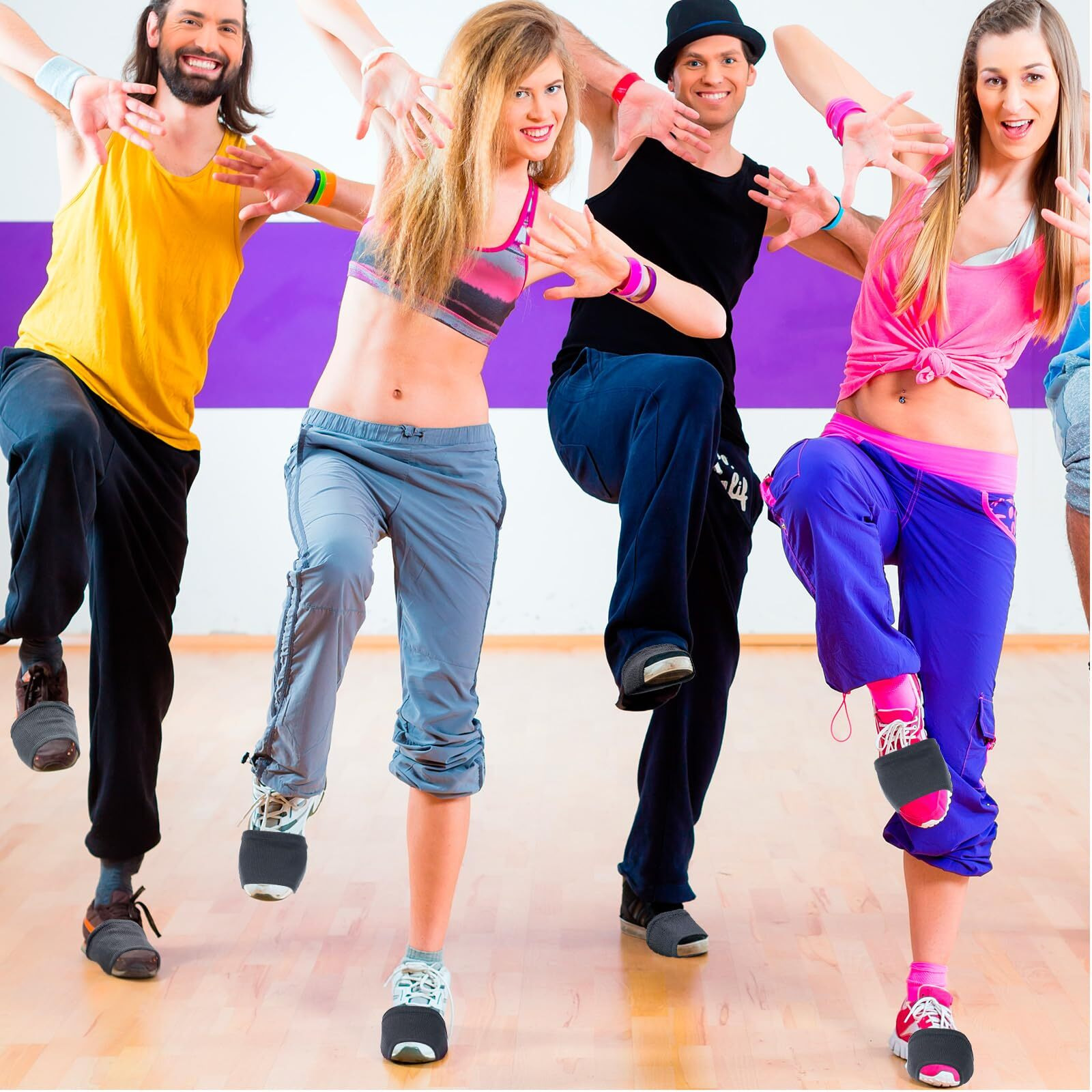 Haysandy 8 Pairs Dance Shoe Covers Over Shoes Dancing Socks For Dancer Women(Dark Gray,Dark Style)