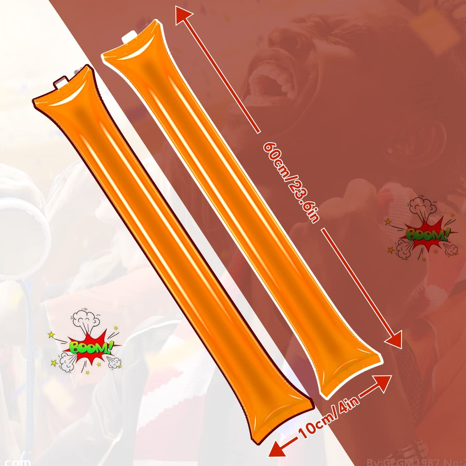 Civaner 48 Pcs Christmas Thunder Stick Team Spirit Boom Stick Cheering Stick Plastic Cheerleading Spirit Stick Clapper Inflatable Noise Maker Sports Supply(Orange)