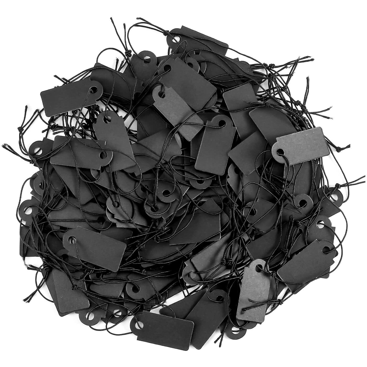 200 Pcs Black Price Tags, Gift Tags With Elastic String, Jewelry Price Tags Writable Kraft Gift Tags For Valentine's Day Gift Clothes Jewelry(Black,10.47Inch