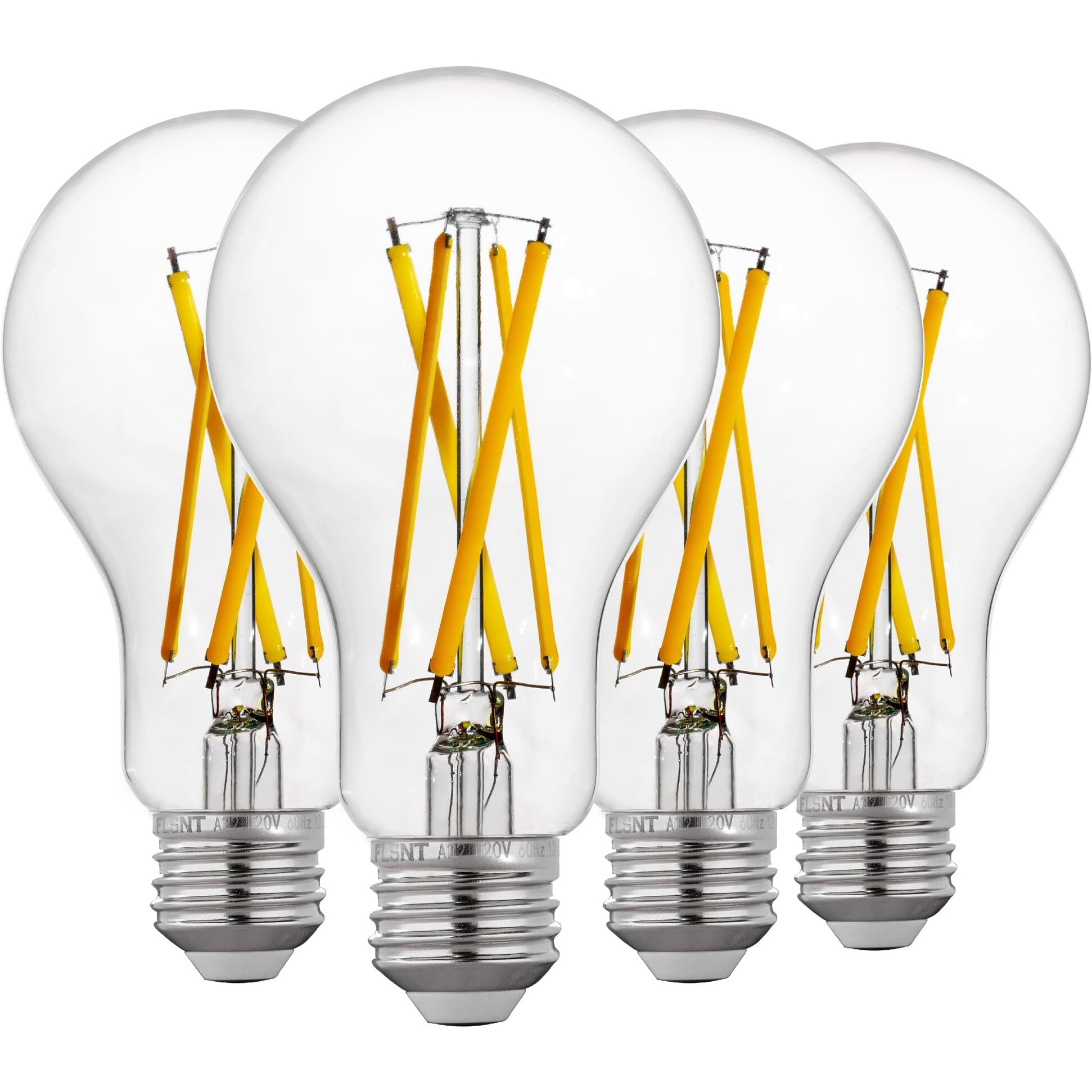 Flsnt 100W Equivalent Dimmable A21 Led Light Bulbs, Efficient 12W, 1600Lumens, 2700K Soft White, Cri90, E26 Medium Base, Clear Glass, 4 Pack