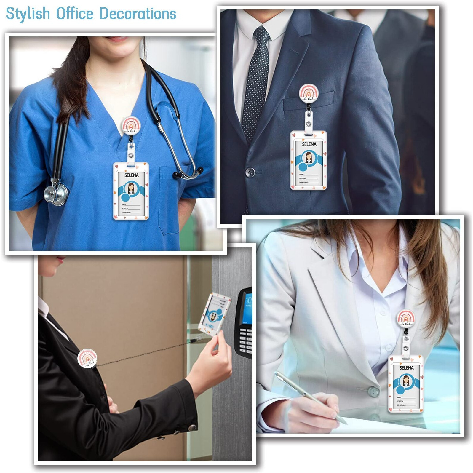 Id Badge Holder With Breakaway Lanyard, Lanyards For Id Badges Name Tags Id Card Holder, Cute Badge Reel Badge Clip Retractable, Teacher Nurse Student School Office Gifts, Be Kind Positivity Design