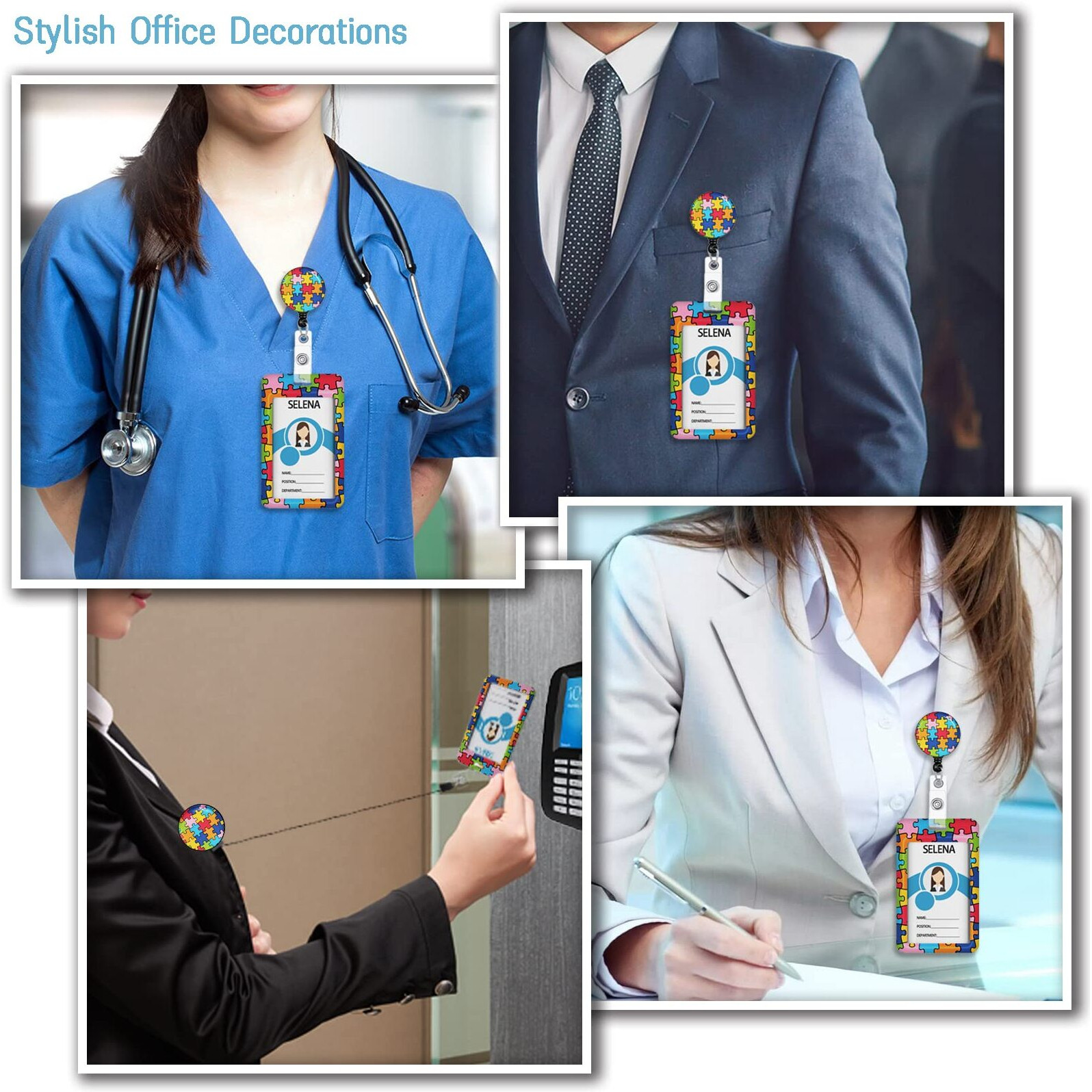 Id Badge Holder With Breakaway Lanyard, Lanyards For Id Badges Name Tags Id Card Holder, Cute Badge Reel Badge Clip Retractable, Autism Awareness Gifts