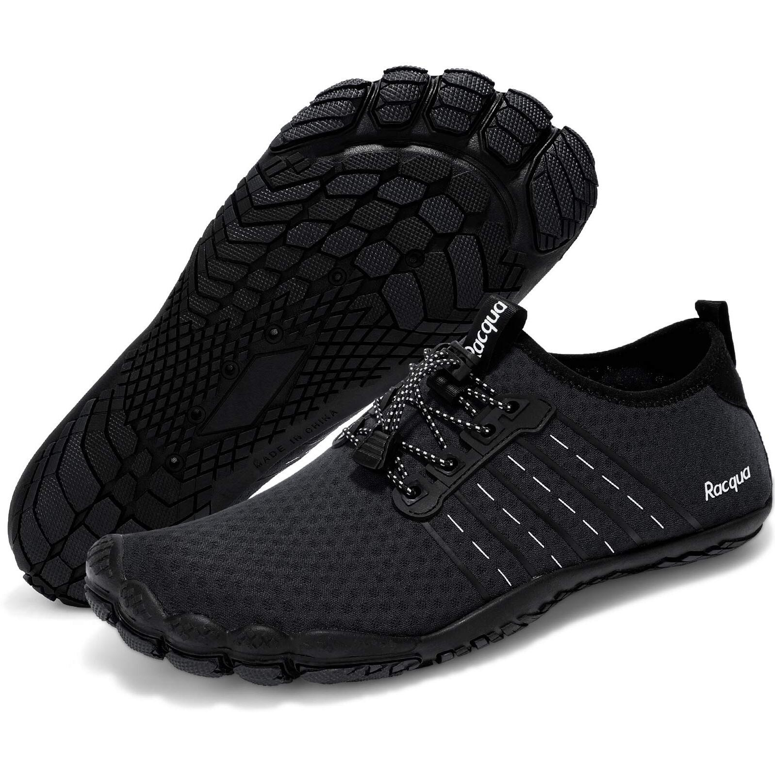 Racqua Pool Shoes Quick Dry Barefoot Water Aqua Sport Beach Swim Surf Hiking Diving Walking For Men Women Black 14 W/13 M