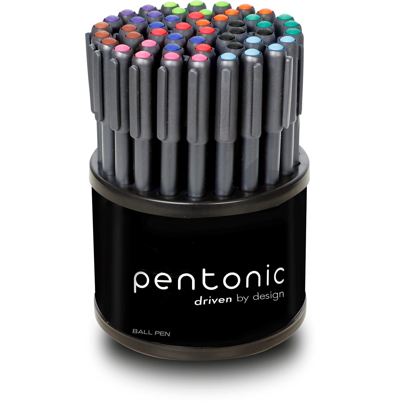 Linc Pentonic Multicolor Premium Ball Point Pen 1.0 Mm, 50-Count + Pen Organizer For Desk | Medium Point Featherlite Feel, Easy Flow Ink Technology, Sleek Matte Finish (50 Count, Multicolor)