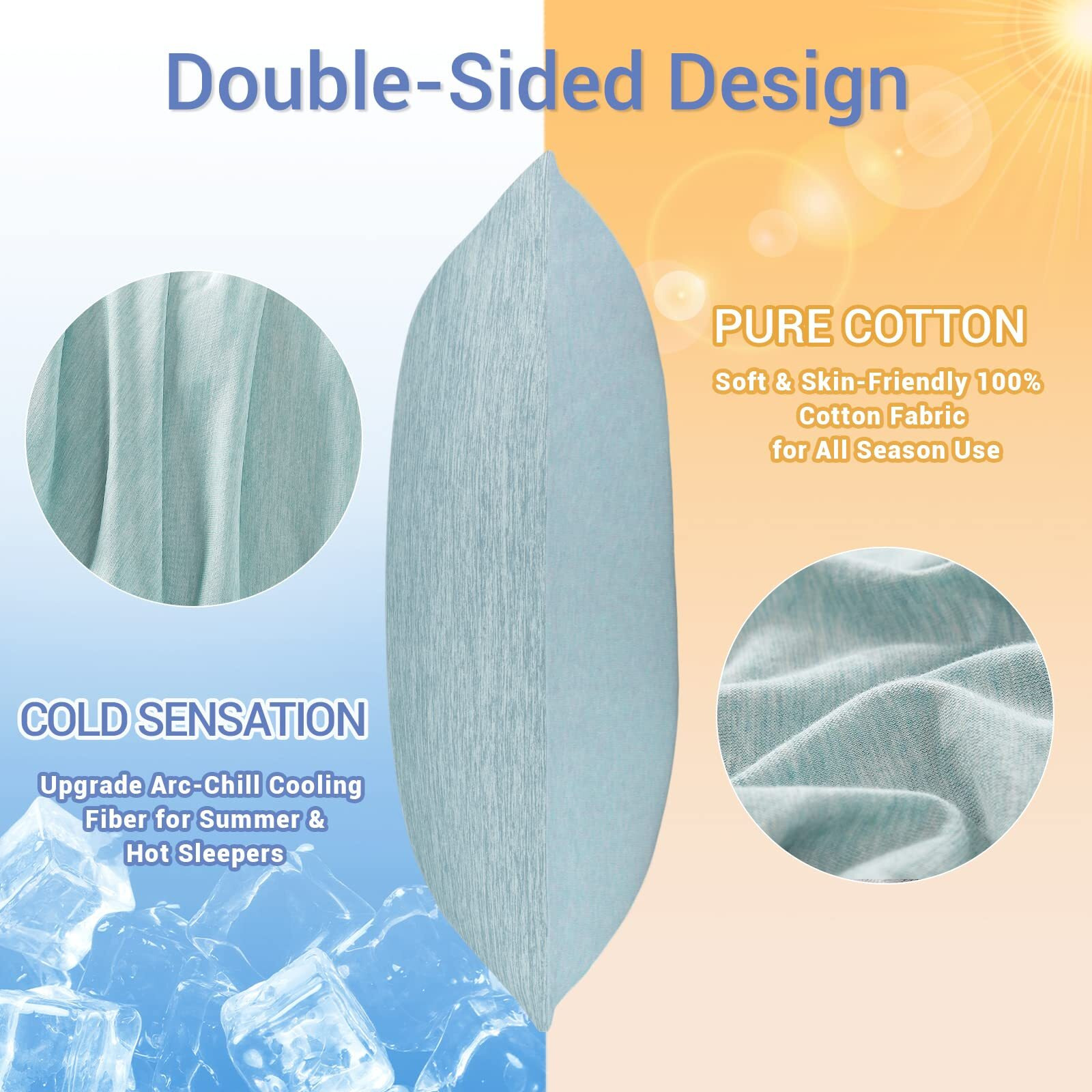 Luxear Cooling Pillow Cases, 2 Pack Cooling Pillow Cover With Japanese Q-Max 0.5 Arc-Chill Cooling Fiber, Breathable, Soft, Eco-Friendly, Hidden Zipper Design, Standard Size(20X26 In)-Green