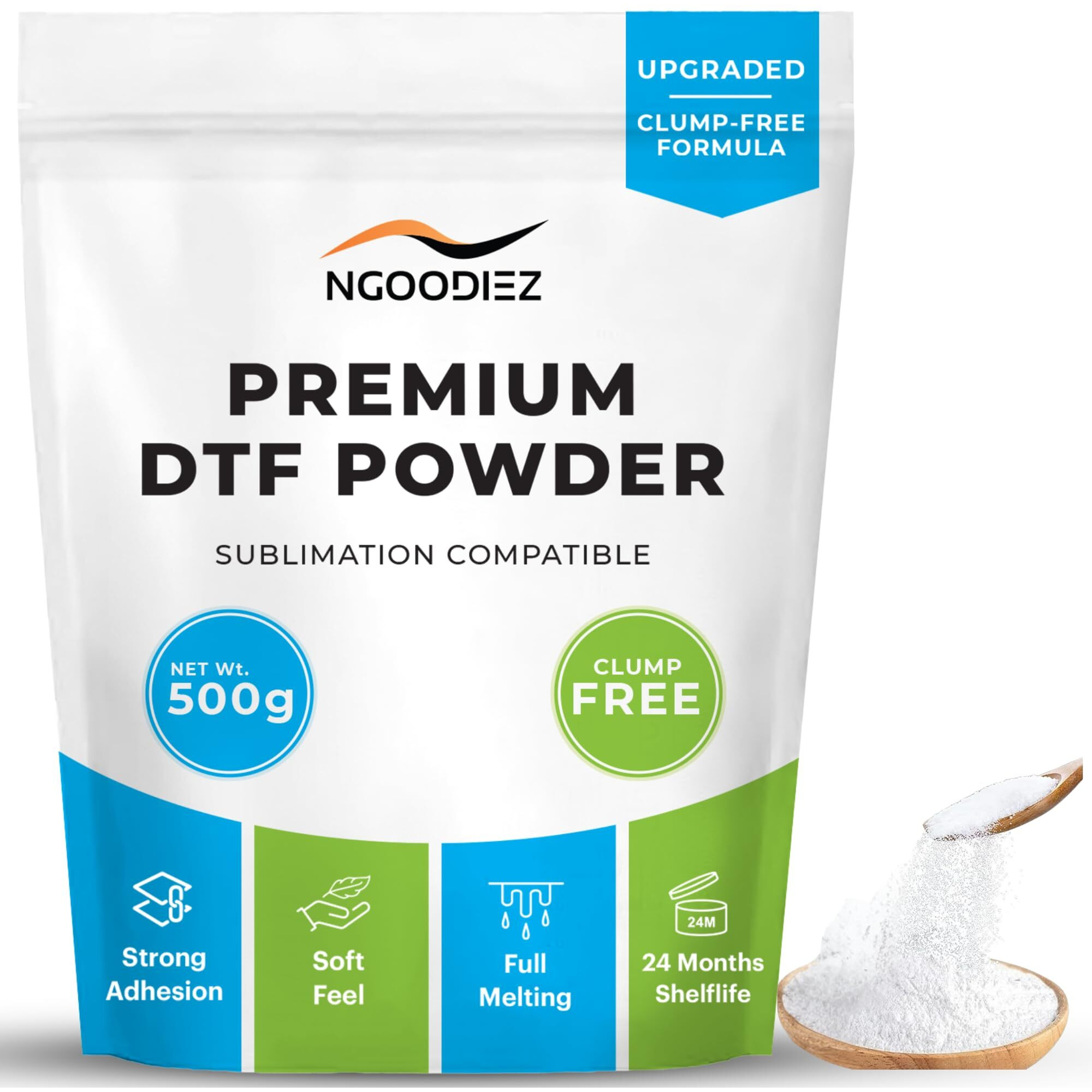 Dtf Powder - Full Melting, Clump Free, Dtf Transfer Powder - Soft Feel, Dtf Powder And Transfer Film With Strong Ink Adhesion - White Dtf Powder For Sublimation (500G / 17.6Oz)