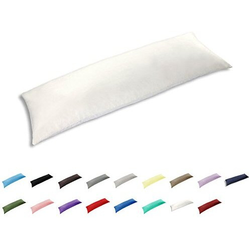 Taoson 100% Cotton 300 Thread Count Envelope Style Body Pillow Cover Pillowcase Pillow Protector Cushion Cover Non Zippered Only Cover No Insert (White,20&quotX54") Fits 21 X 54